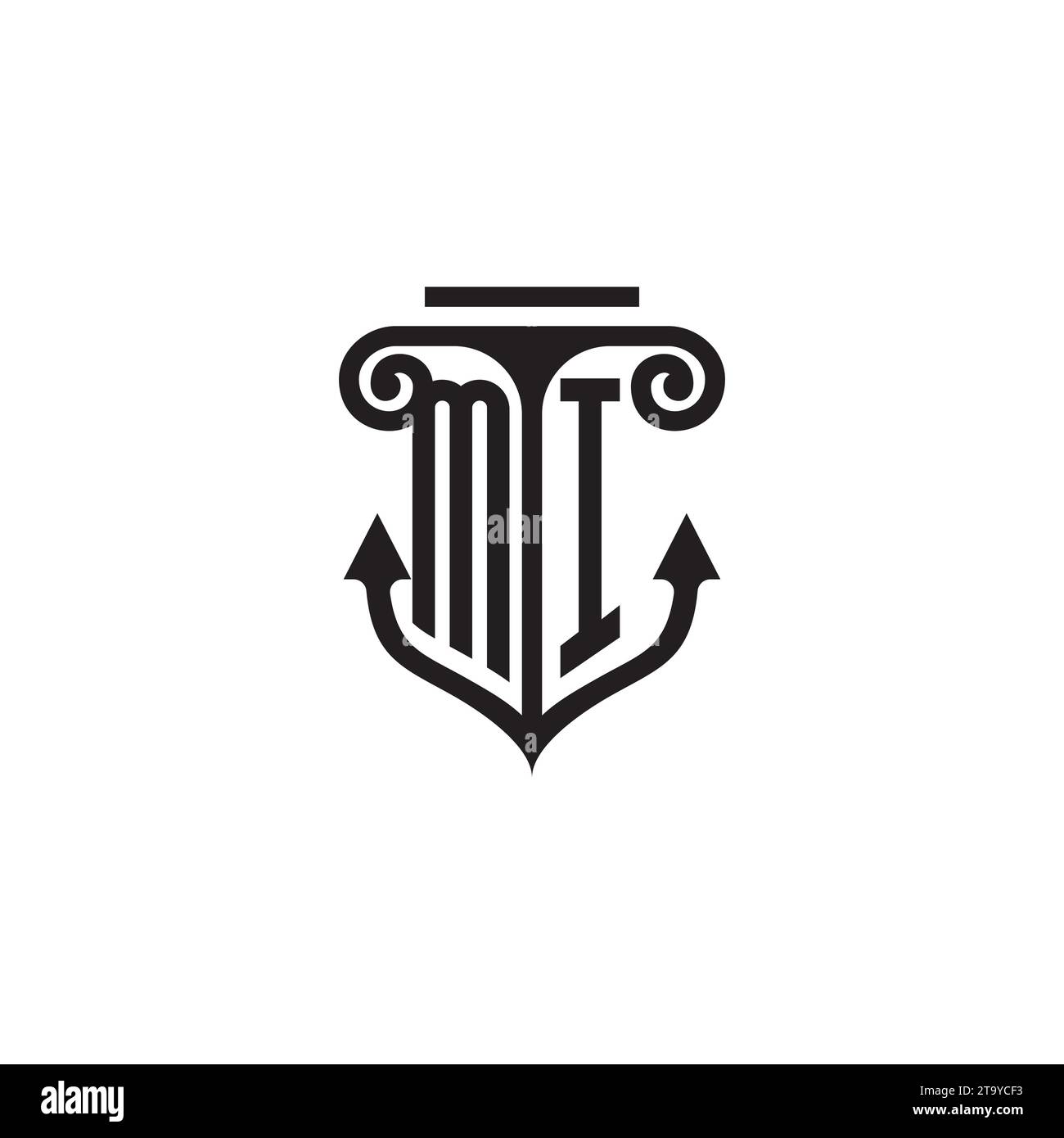 Logo DEL concetto di combinazione MI Pillar e Anchor in un design di alta qualità Illustrazione Vettoriale
