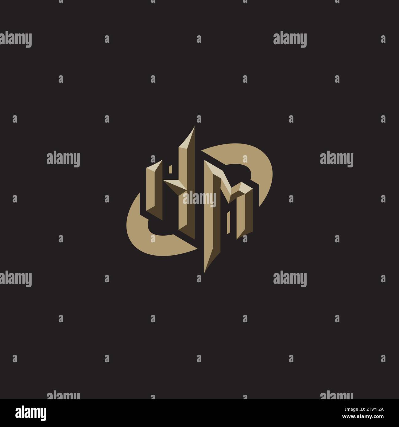 Design, temi e modelli del logo iniziale HM Premium per il gaming, Twitch e youtube Illustrazione Vettoriale