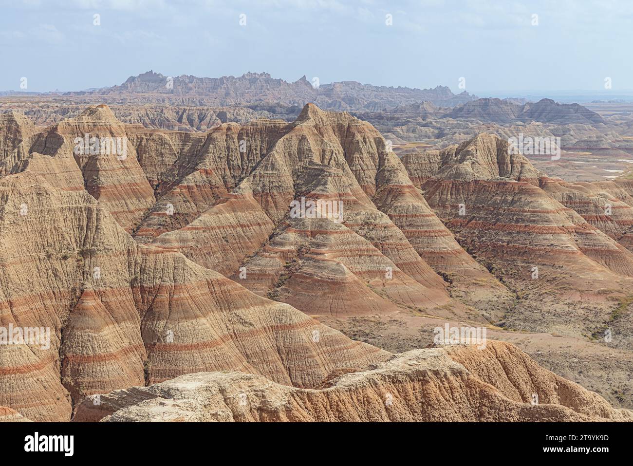 Pinnacoli colorati a Panorama Point nel Parco Nazionale delle Badlands Foto Stock