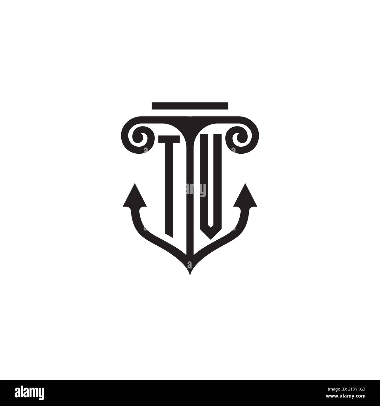 Colonna TV e logo del concetto di combinazione di ancoraggio in un design di alta qualità Illustrazione Vettoriale