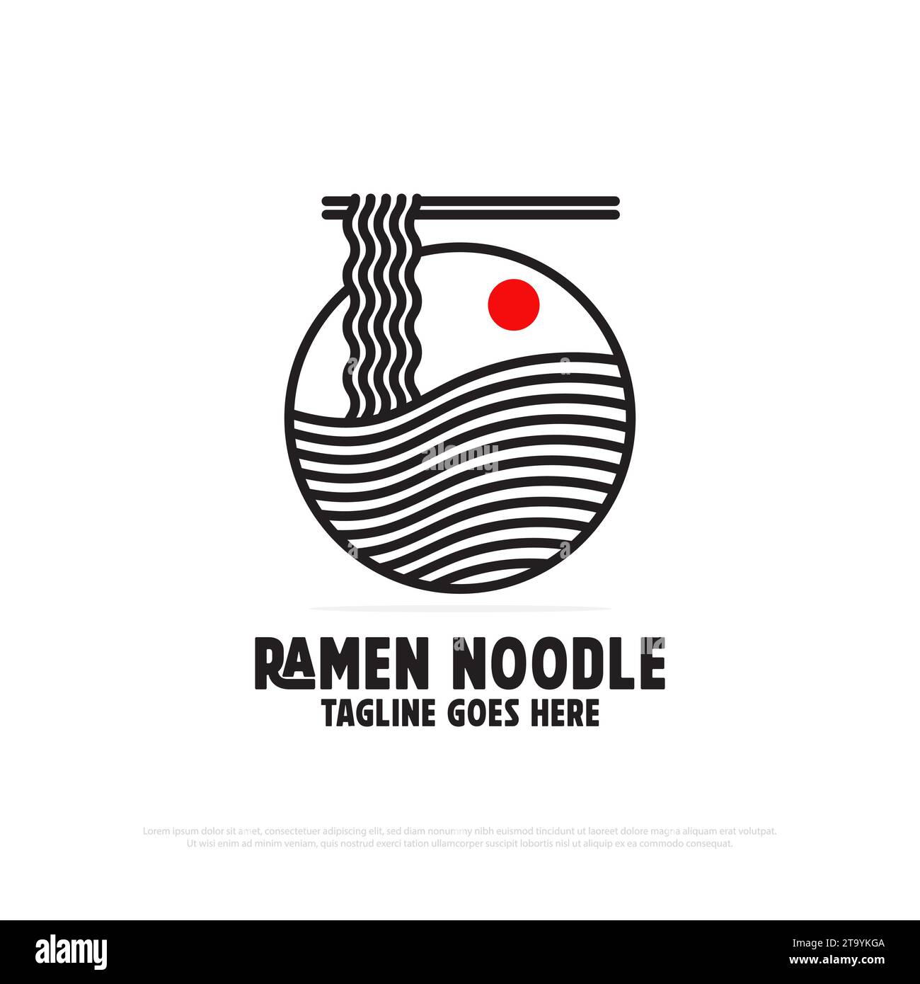 Simbolo del logo Ramen noodle, simbolo del logo di cibo e bevande, illustrazione vettoriale, ideale per l'idea del logo di un ristorante giapponese Illustrazione Vettoriale