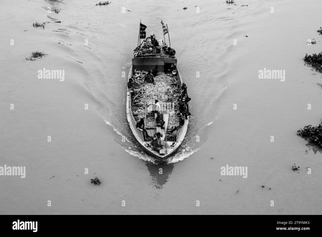Tradizionale stazione di barche in legno, questa immagine è stata catturata il 29 maggio 2022, da Dacca, Bangladesh Foto Stock