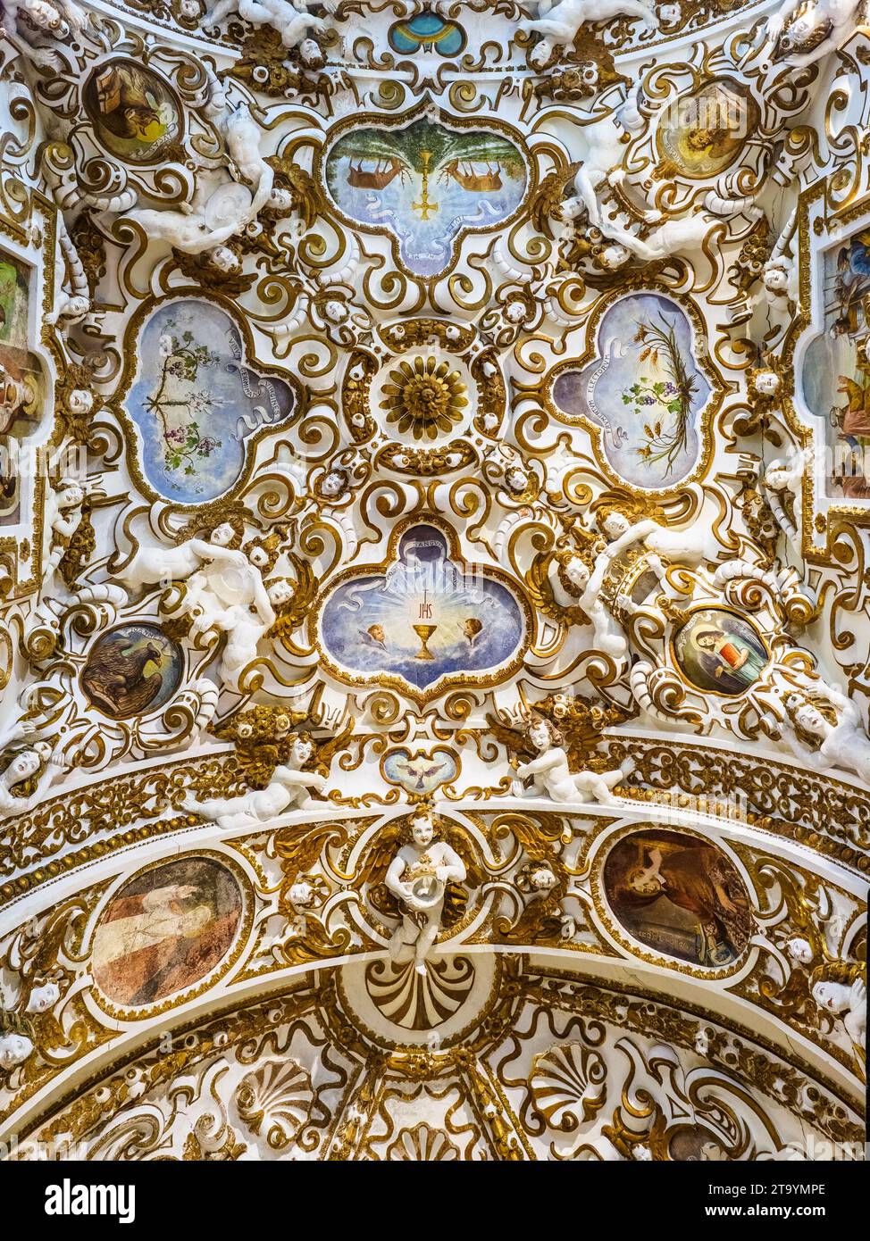 Soffitto della Cappella del Santissimo Sacramento - Cattedrale di San Gerlando - Sicilia, Italia Foto Stock