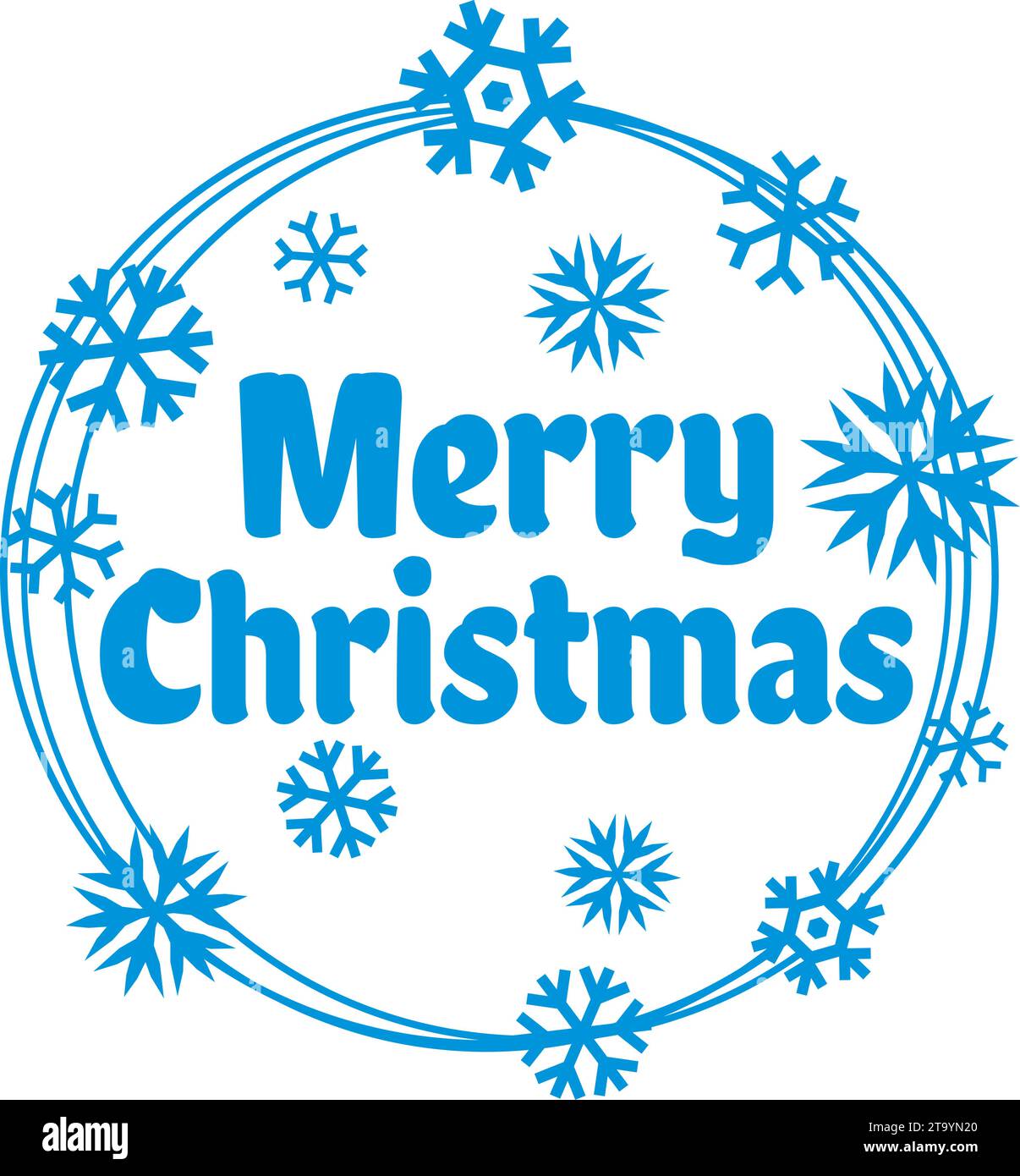 Buon Natale con fiocchi di neve blu. Design invernale. Illustrazione vettoriale. Illustrazione Vettoriale