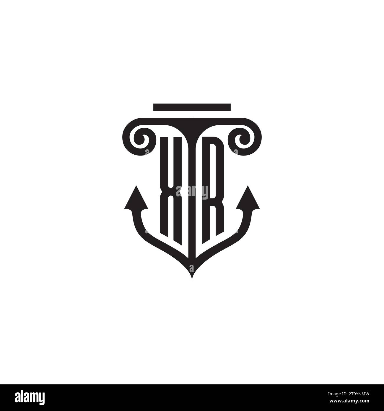 Logo del concetto di combinazione di colonna e ancoraggio XR in un design di alta qualità Illustrazione Vettoriale