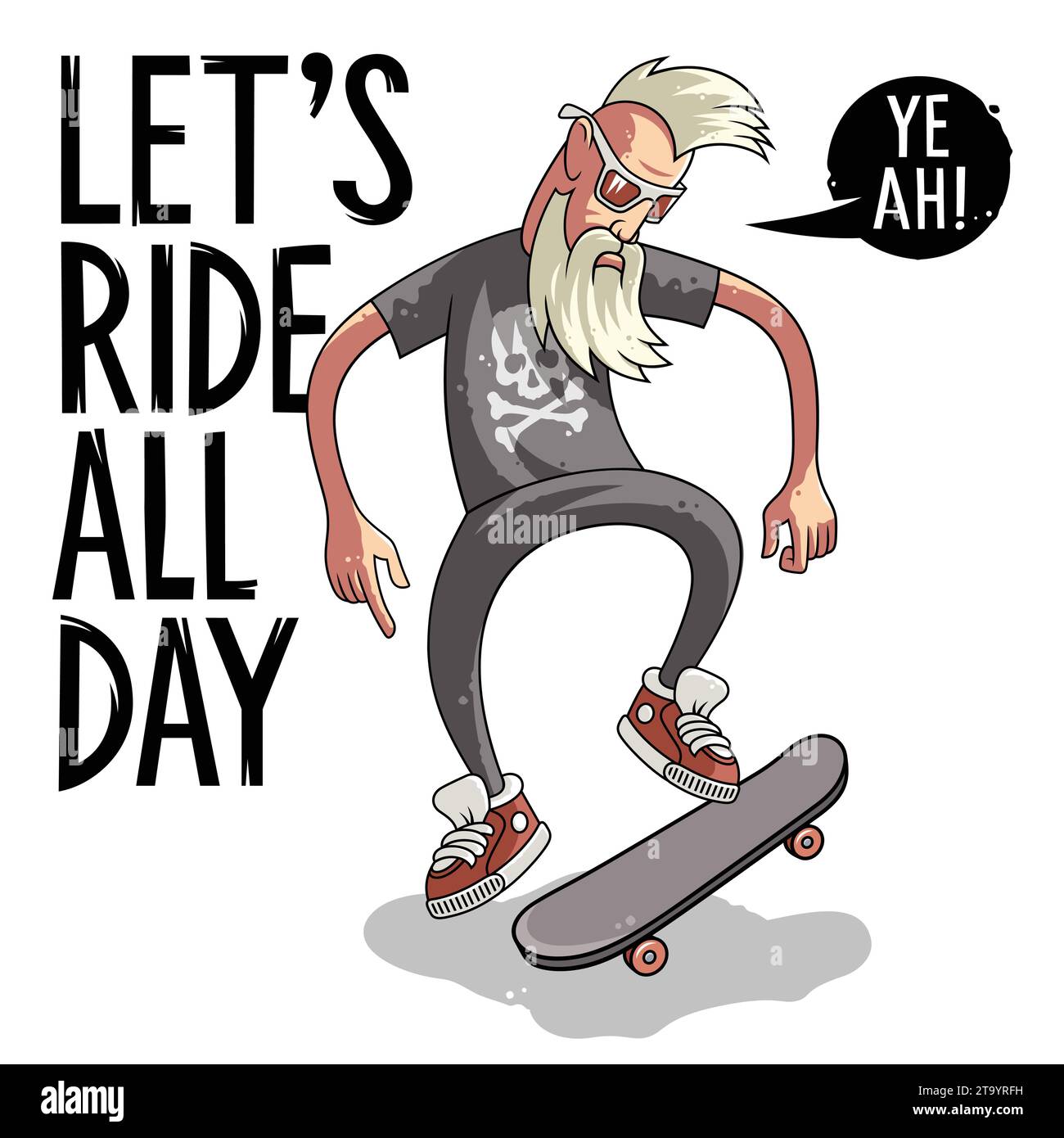 Skater hipster vettore illustrazione con slogan fresco per t-shirt stampe e altri usi Illustrazione Vettoriale