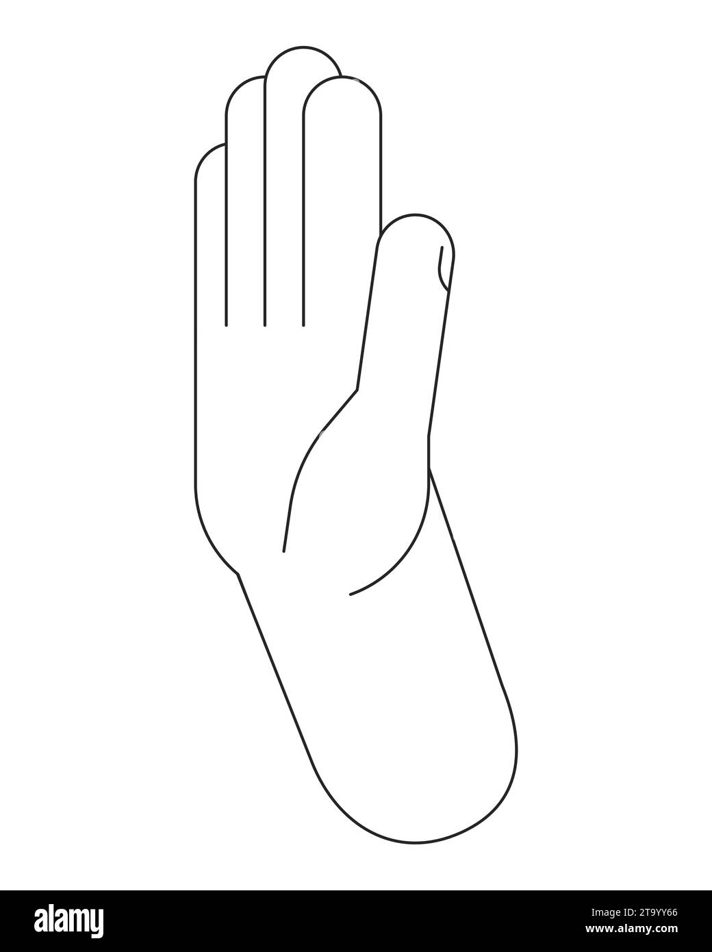 Mano dire no cartone animato mano umana contorno illustrazione Illustrazione Vettoriale