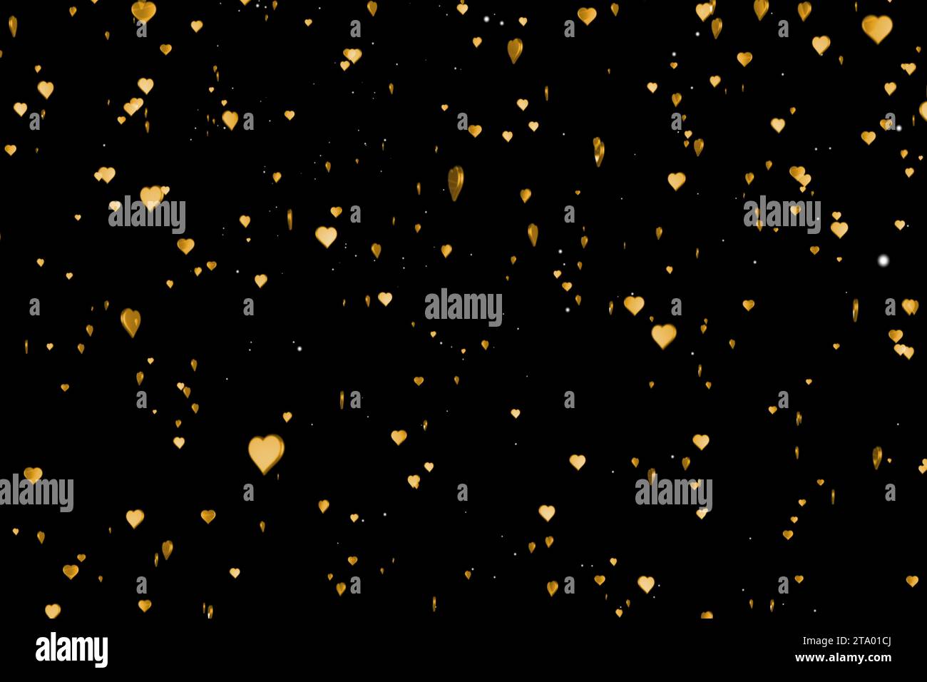 il cuore dorato di san valentino si forma come il movimento delle bolle dorate di champagne con effetto crespo su sfondo nero con il canale alfa opaco, il concetto di amore per san valentino per le festività natalizie Foto Stock