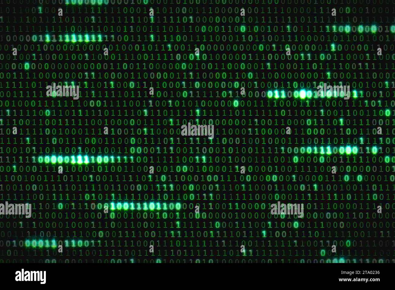 codice digitale binario zero e verde, sfondo di movimento astratto a loop continuo generato dal computer, nuovo concetto tecnologico Foto Stock