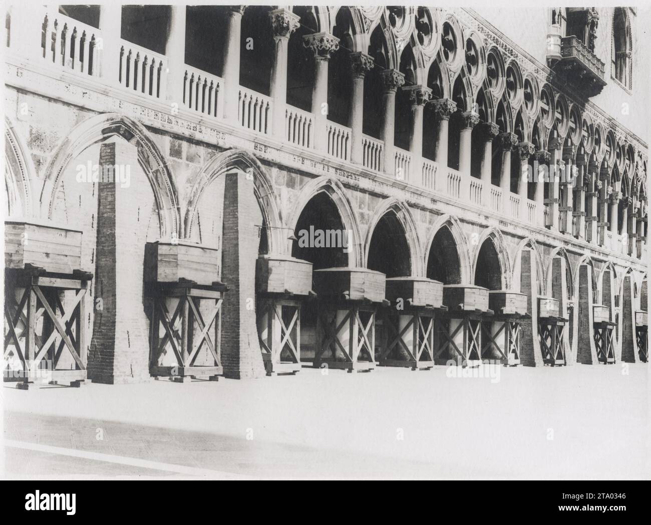 Prima guerra mondiale - sacchi di sabbia a Venezia, Italia Foto Stock