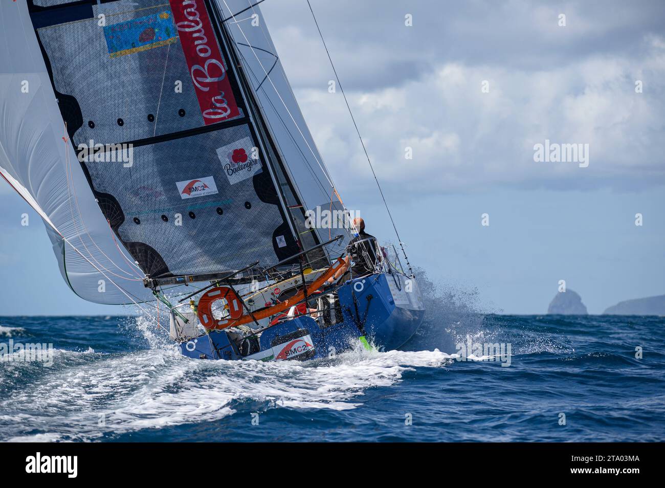 Francesco JAMBOU, TEAM BFR MARÉE HAUTE JAUNE, ritratto, vincitore all'arrivo della Mini Transat la Boulangere 2019, classe 6,50 regata tra la Rochelle - Las Palmas de Gran Canaria - le Marin, da le Marin, Francia il 14 novembre 2019 - foto Olivier Blanchet / DPPI Foto Stock