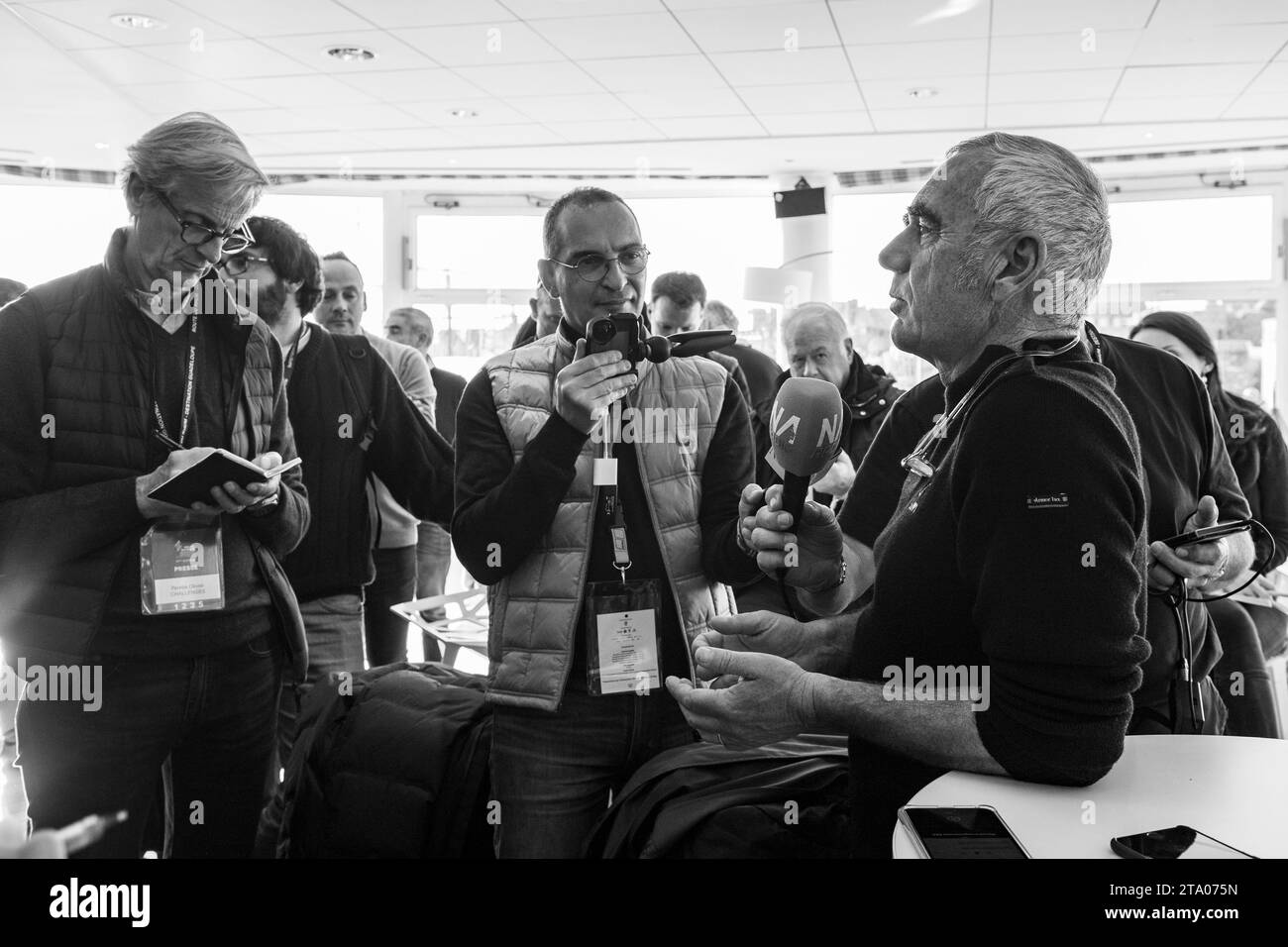 Conferenza stampa Loick Peyron (Classe Rhum Multi Happy) durante la Route du Rhum 2018, il 2 novembre, a Saint Malo, in Francia, prima della gara di vela Route du Rhum che inizierà il 4 novembre 2018 - foto Olivier Blanchet / DPPI Foto Stock