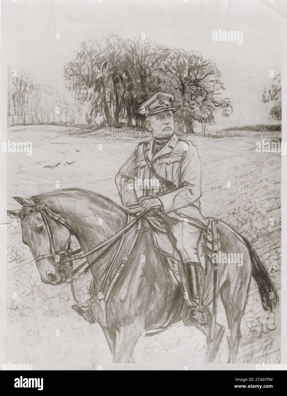 Prima guerra mondiale - disegno di Francis Dodd del feldmaresciallo Lord French per commomorate 3rd Anniversary of Battle of Ypres 31/10/14 Foto Stock