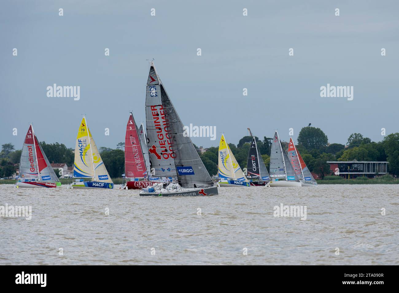 Yann ELIES (QUEGUINER LEUCEMIE ESPOIR) al via della regata a vela sul monoscafo monotype Beneteau 2, la Solitaire Urgo le Figaro, a Bordeaux, il 4 giugno 2017 - foto Olivier Blanchet / DPPI Foto Stock