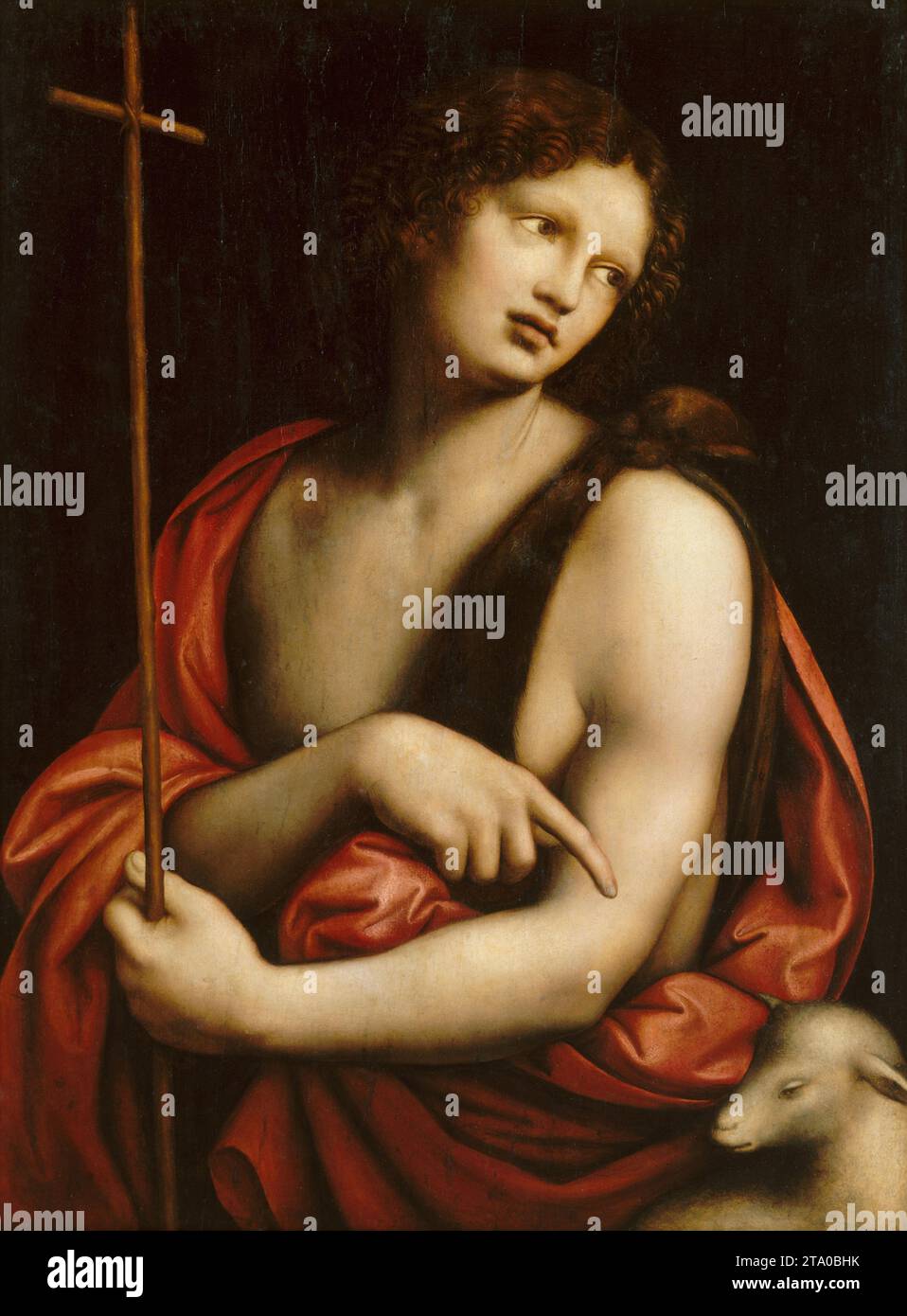 San Giovanni Battista - probabilmente Giampietrino, Giovanni Pietro Rizzoli (1495-1549) pittore italiano del nord della scuola lombarda e della cerchia di Leonardo Foto Stock