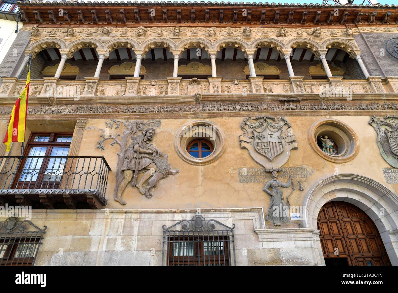 Città di Tarazona, Municipio (Rinascimento 16th ° secolo). Zaragoza, Aragón, Spagna. Foto Stock