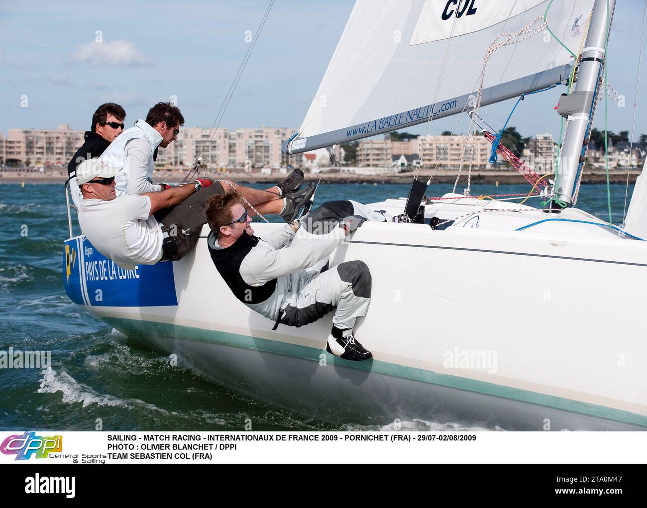 VELA - MATCH RACING - INTERNATIONAUX DE FRANCE 2009 - PORNICHET (FRA) - 29/07-02/08/2009 FOTO : OLIVIER BLANCHET / DPPI TEAM SEBASTIEN COL (FRA) Foto Stock