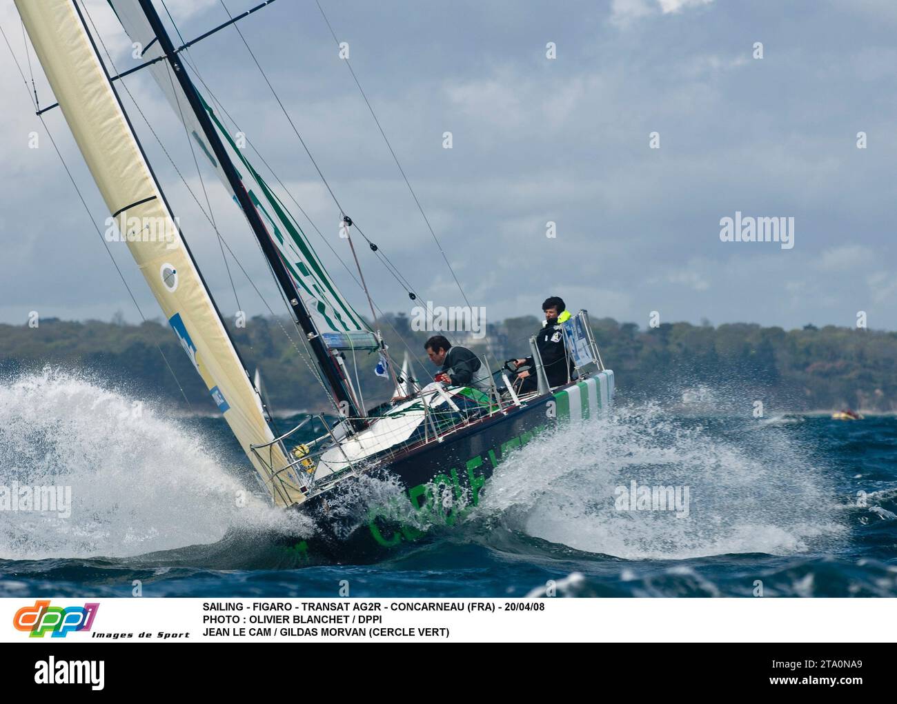 VELA - FIGARO - TRANSAT AG2R - CONCARNEAU (FRA) - 20/04/08 FOTO : OLIVIER BLANCHET / DPPI JEAN LE CAM / GILDAS MORVAN (CERCLE VERT) Foto Stock