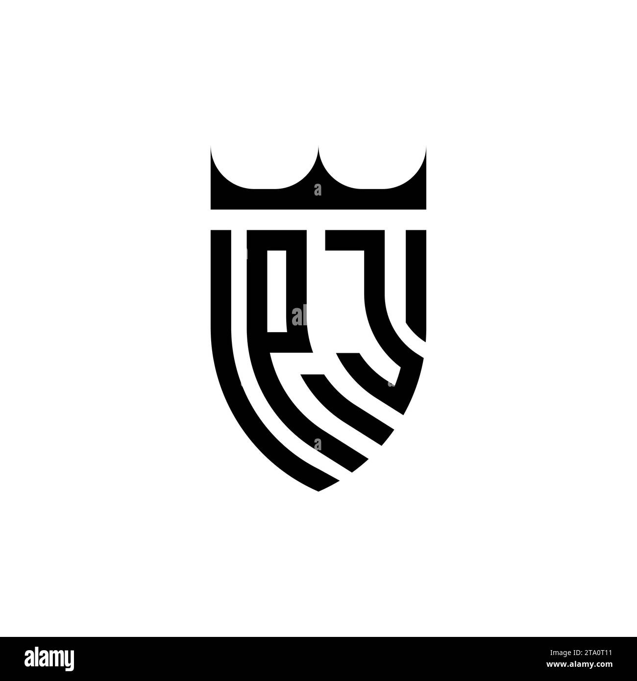 Lettere iniziali del logo PJ Luxury in un design professionale di alta qualità che si adatta bene alla stampa Illustrazione Vettoriale