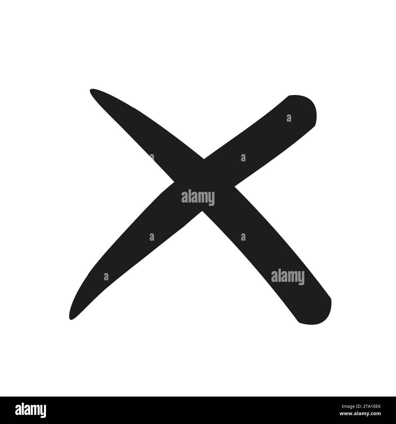 Segno X semplice. Illustrazione vettore simbolo X barrato. Elemento di design incrociato per annullare, rifiutare e rifiutare qualcosa. Illustrazione Vettoriale