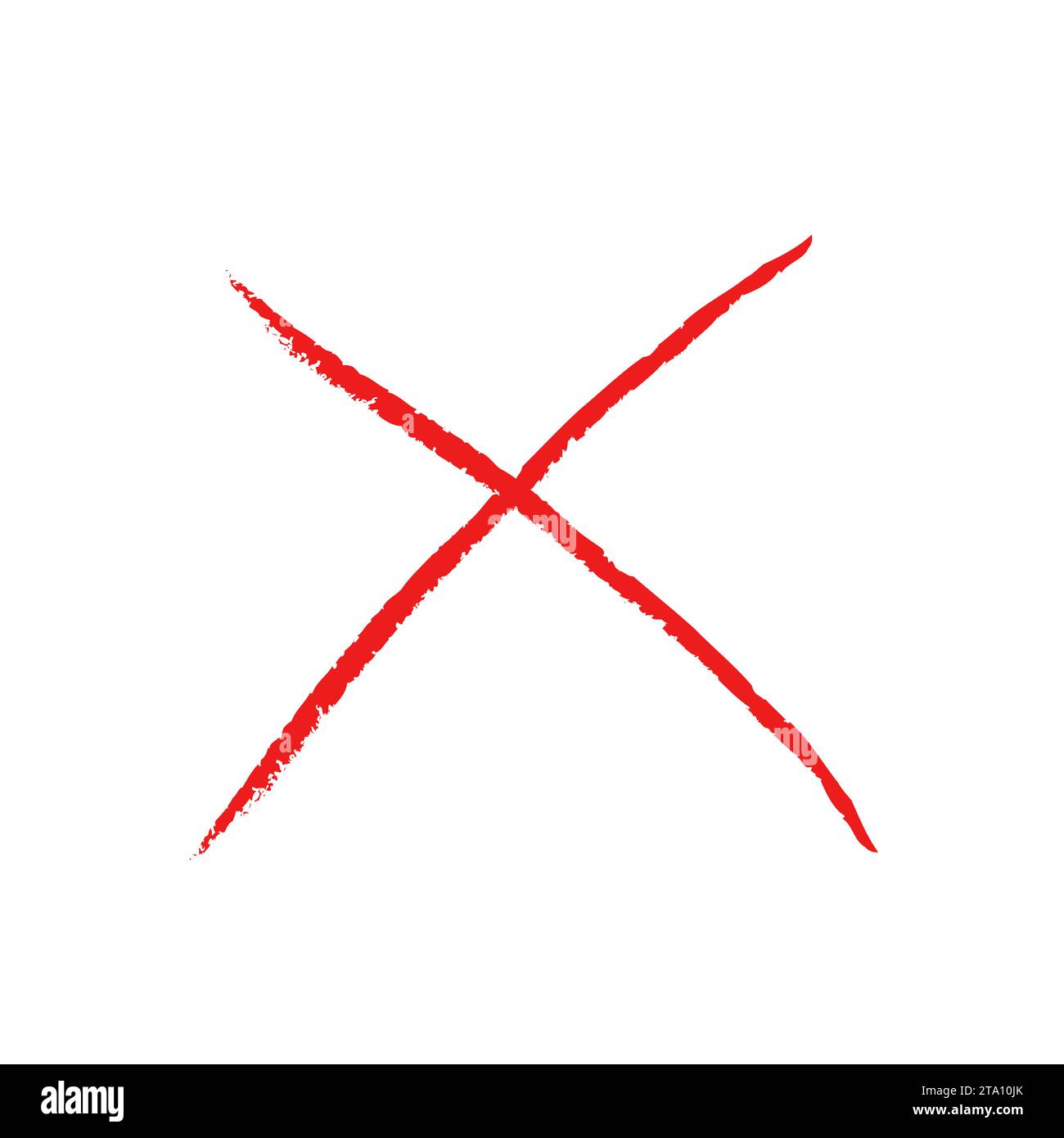 Segno X rosso grunge vettoriale. Simbolo X barrato. Elemento di design incrociato per annullare, rifiutare e rifiutare qualcosa. Illustrazione Vettoriale