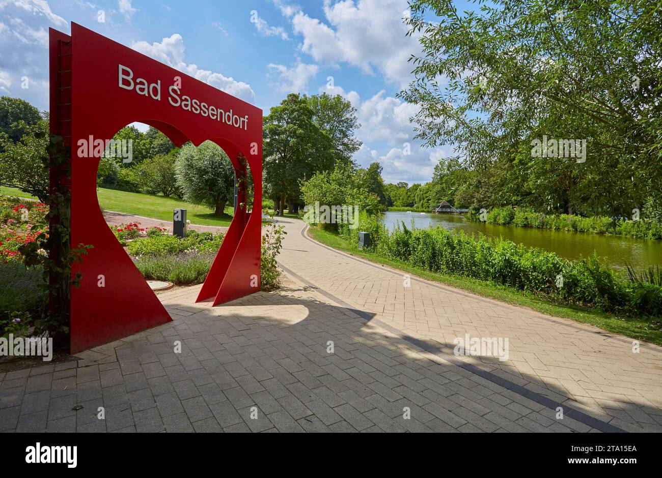 Der Rosengarten im Kurpark a Bad Sassendorf, Kreis Soest, NRW, Nordrhein Westfalen, Renania settentrionale-Vestfalia Foto Stock