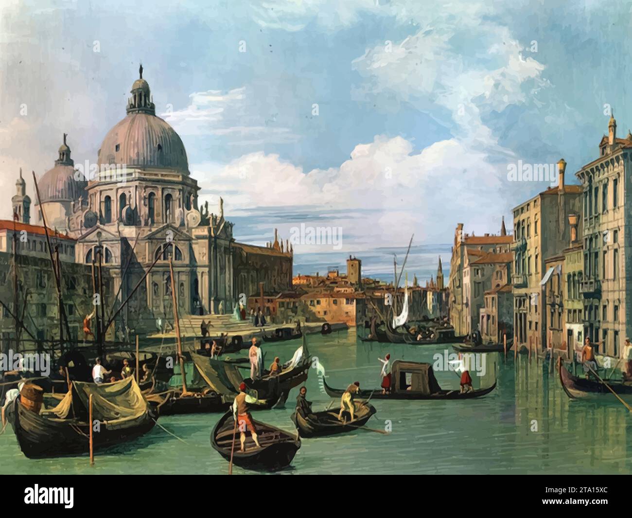 Ingresso al Canal grande, Venezia 1730 (Pittura) dell'artista Canaletto (1697-1768) / italiano. Illustrazione Vettoriale
