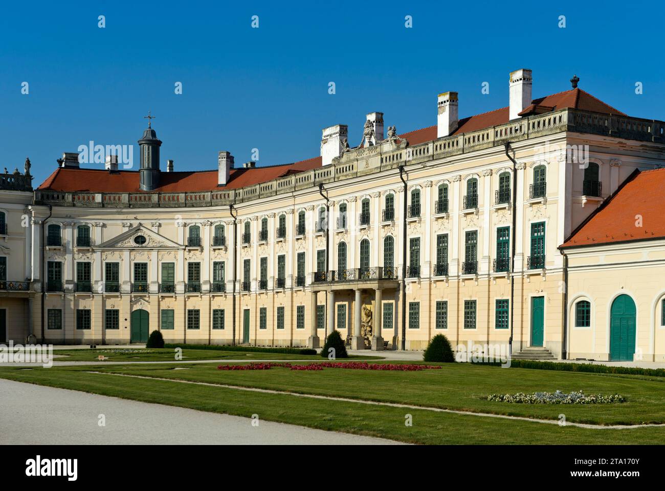Ala laterale, castello di Esterhazy, anche castello di Eszterháza o castello di Fertöd, Esterhazy, Fertöd, Ungheria Foto Stock