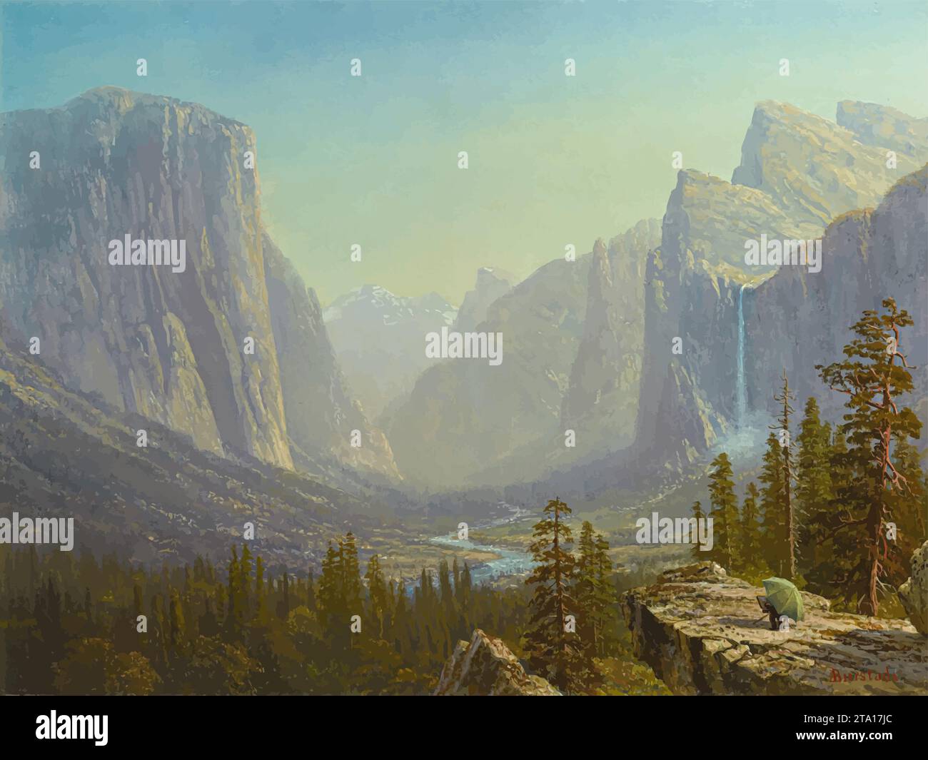 Yosemite Valley, 1898 – Albert Bierstadt Illustrazione Vettoriale