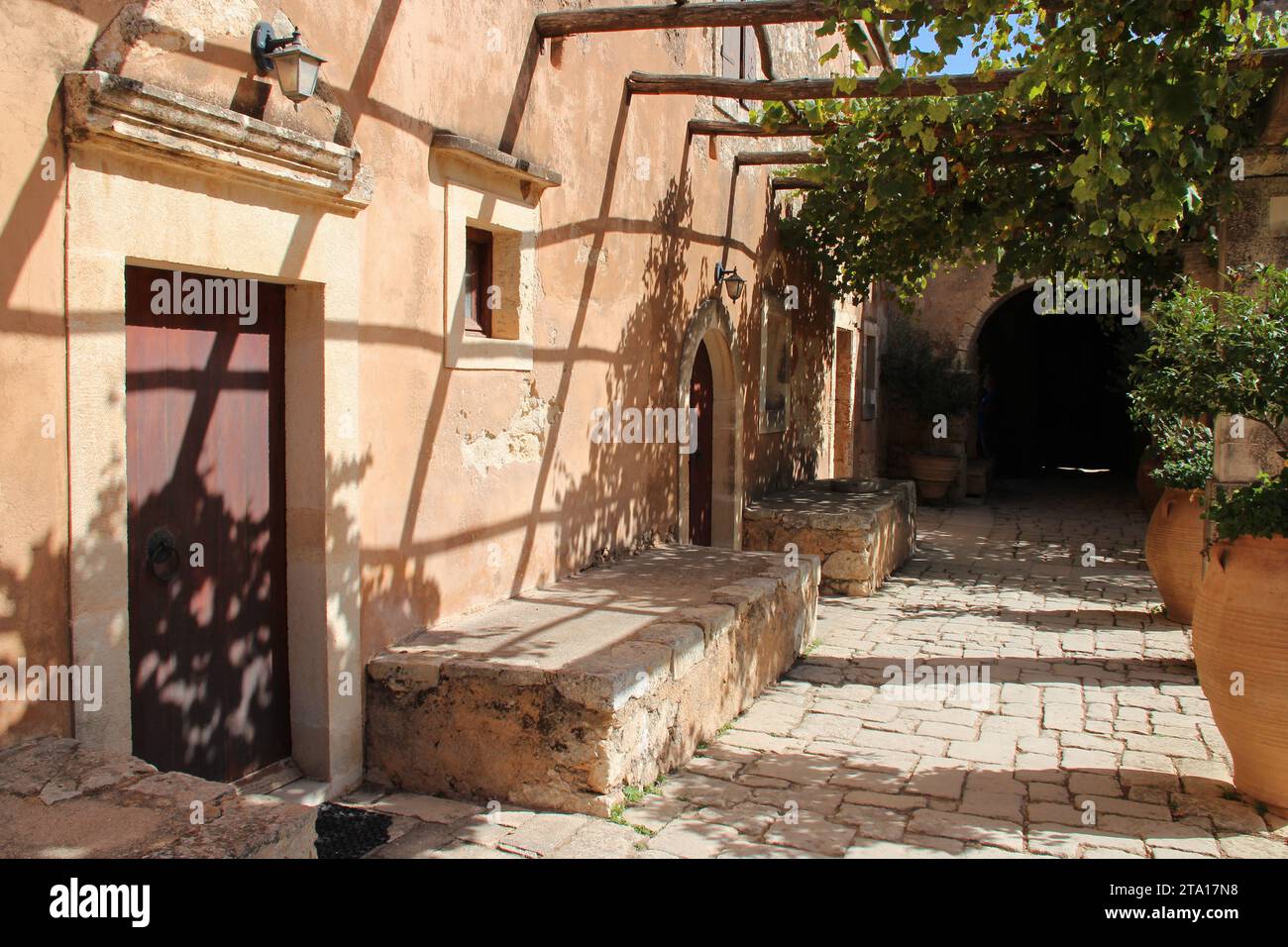 comuni in un monastero ortodosso (arkadi) a creta in grecia Foto Stock