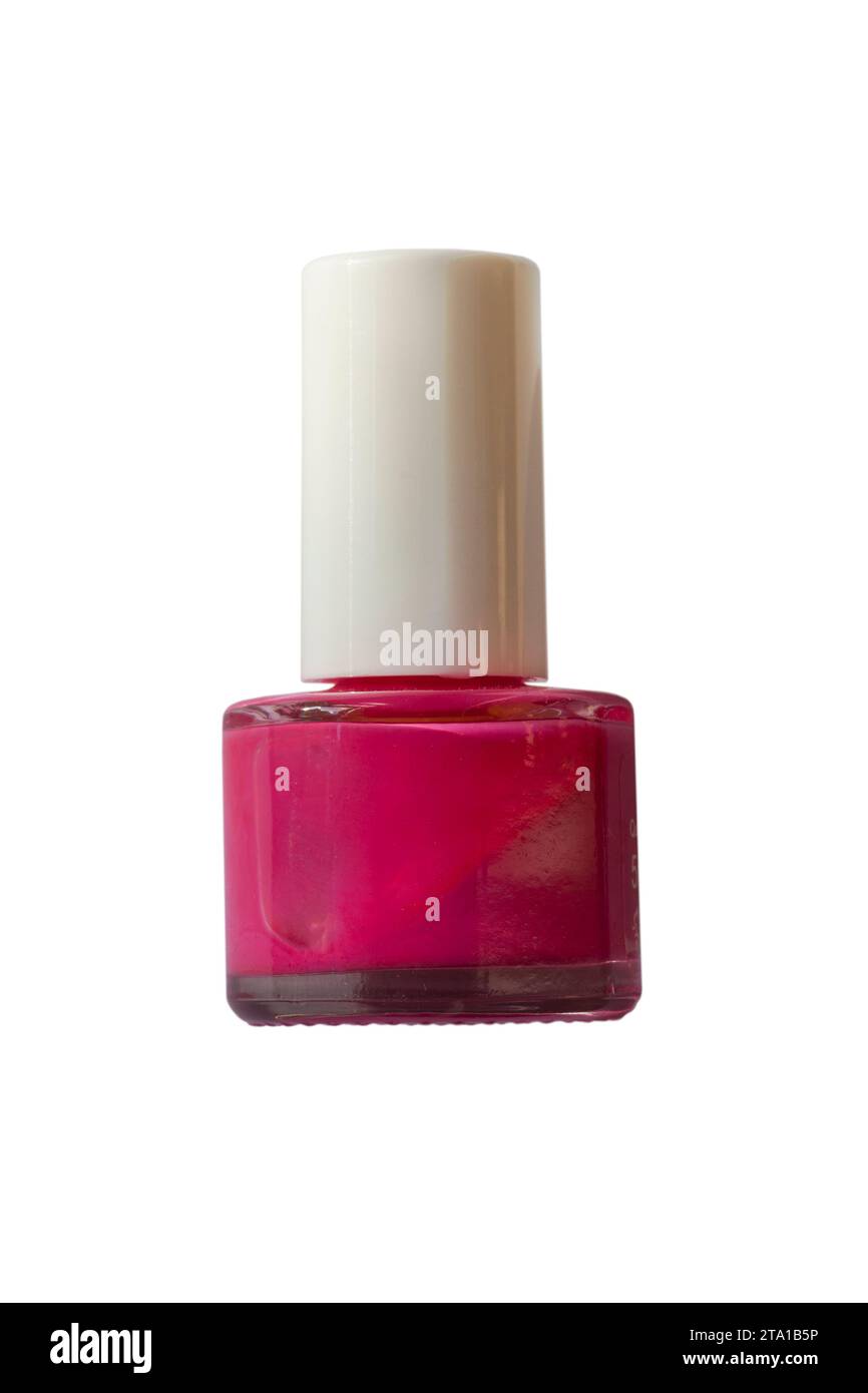 Bottiglia di pasta lucidante per unghie rosa al neon di Marks and Spencer isolata su sfondo bianco. Per ulteriori informazioni, vedere 2TA1B5W Foto Stock