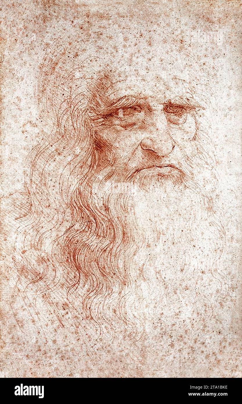 Il famoso autoritratto di Leonardo da Vinci (1512). Foto Stock