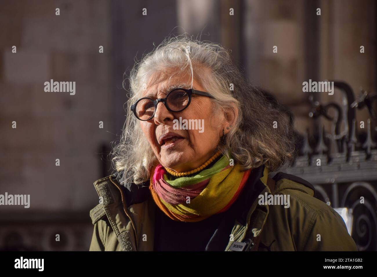 Londra, Inghilterra, Regno Unito. 28 novembre 2023. AYSEN DENNIS fuori dalla Royal Courts of Justice. L'attivista continua la sua sfida legale contro il Southwark Council e lo sviluppatore Notting Hill Genesis sulla riqualificazione della tenuta di Aylesbury, che ha descritto come "social cleansingâ" (Credit Image: © Vuk Valcic/ZUMA Press Wire) SOLO PER USO EDITORIALE! Non per USO commerciale! Crediti: ZUMA Press, Inc./Alamy Live News Foto Stock