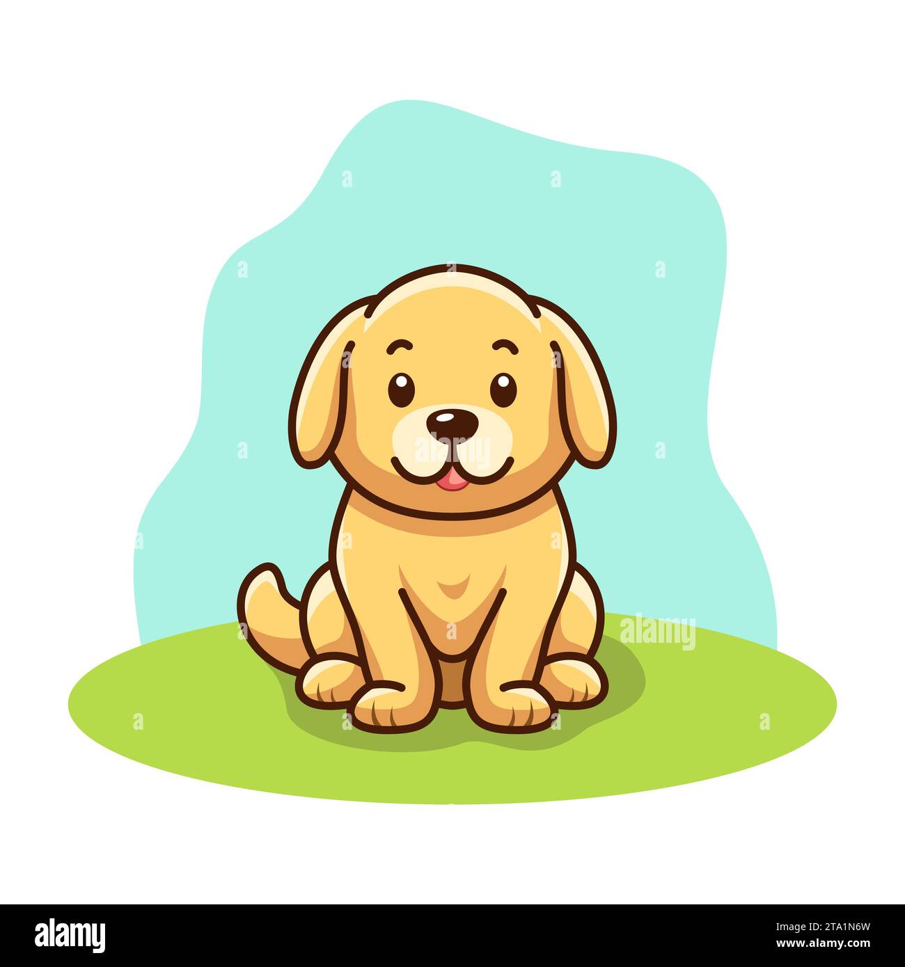 Carino personaggio dei cartoni animati. Icona della linea del cane, adorabile illustrazione del compagno canino per i bambini. Illustrazione vettoriale Foto Stock