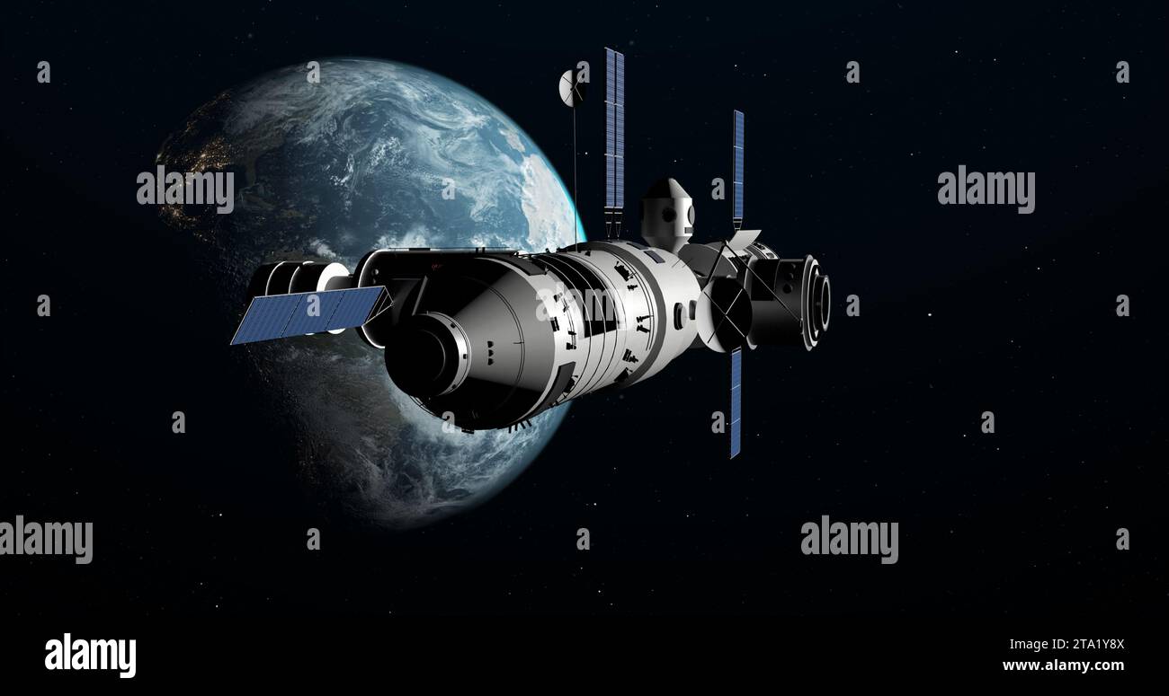 Stazione spaziale nell'orbita terrestre. Foto Stock