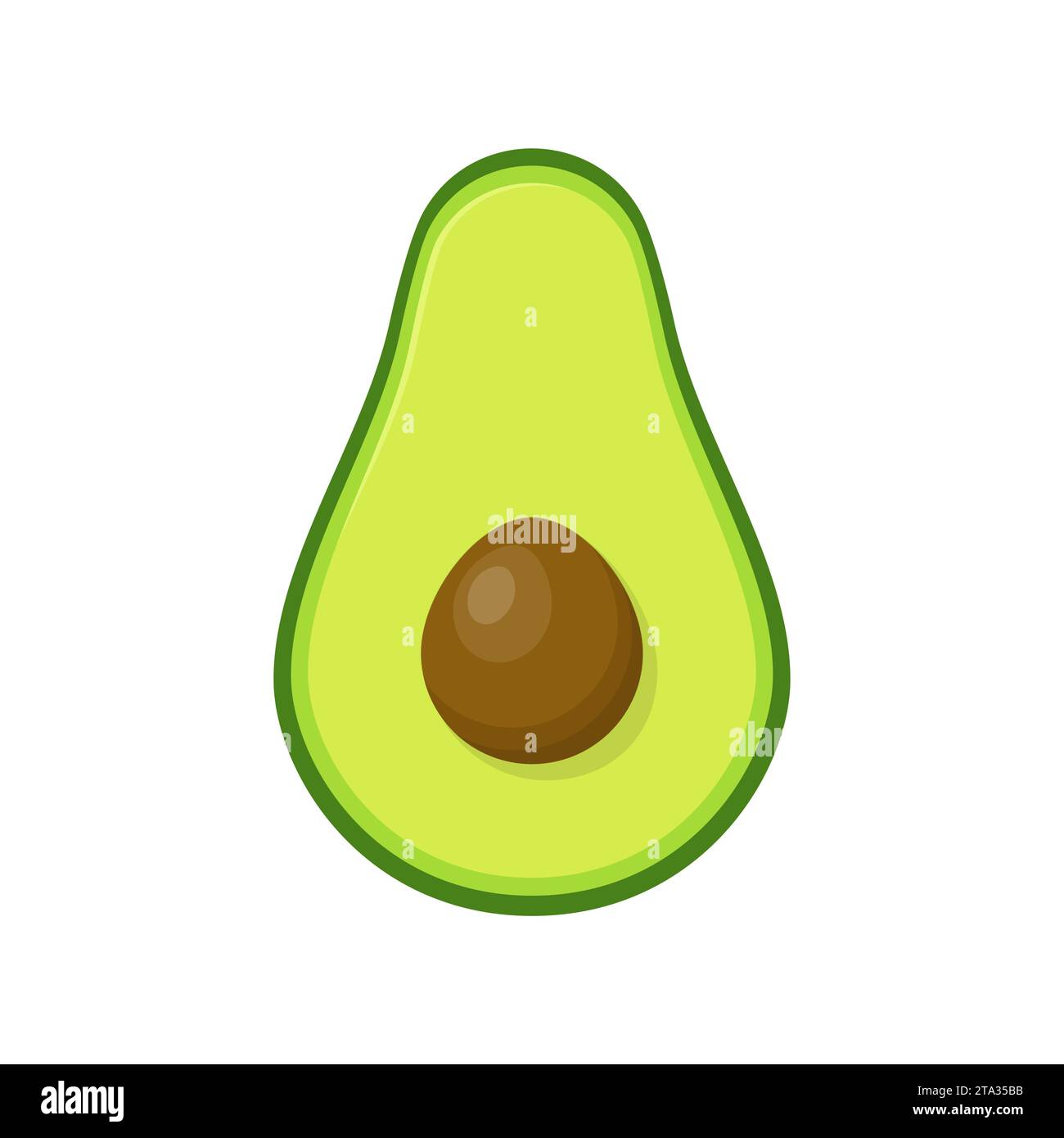 Avocado con seme tagliato a metà icona isolato su sfondo bianco. Frutta estiva per uno stile di vita sano. Frutta biologica. Illustrazione vettoriale. Illustrazione Vettoriale