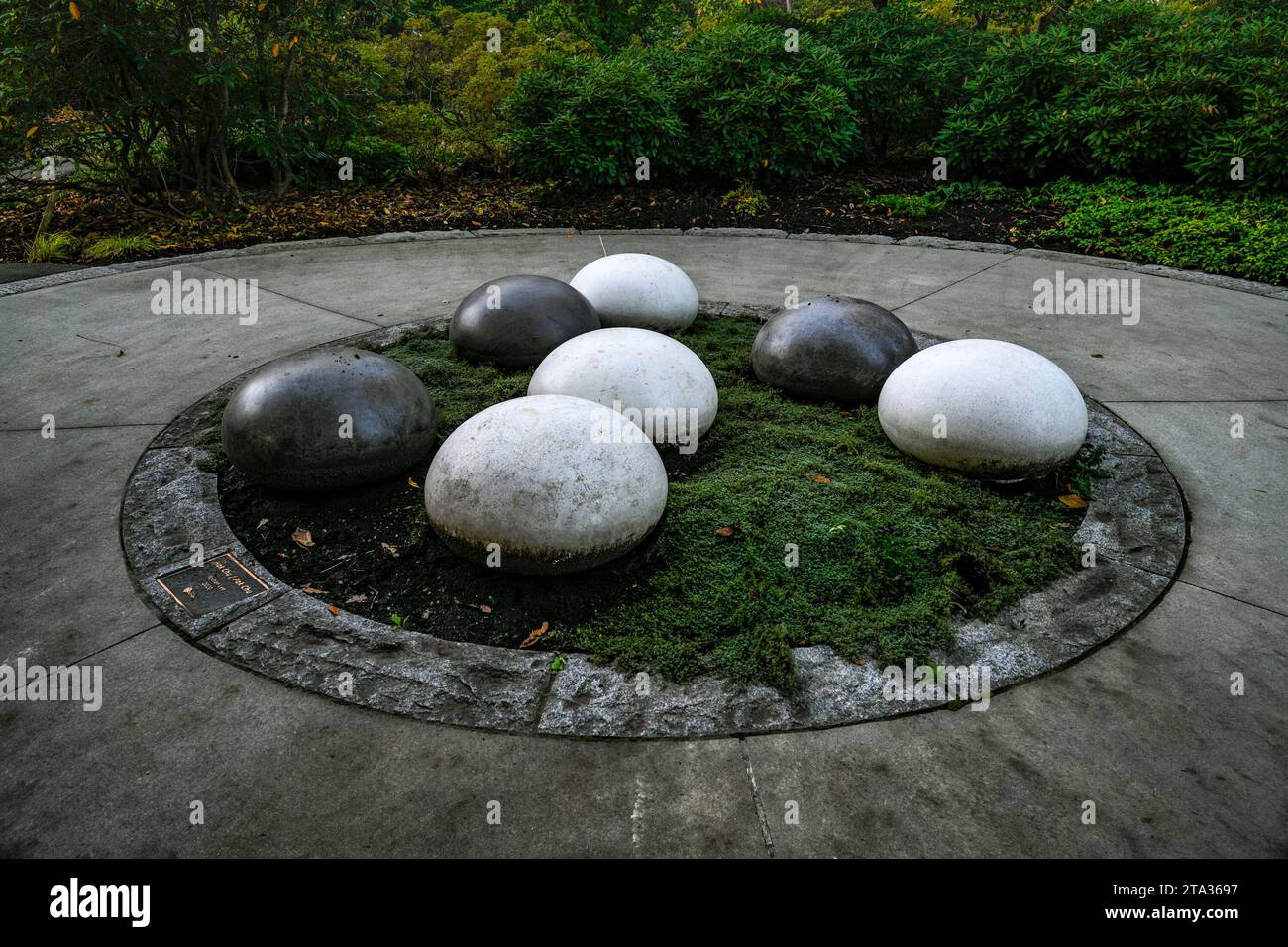 Giant Hak Chu, Pak Chu, scultura di omaggio cinese dell'artista Nathan Lee, Century Garden, Burnaby, British Columbia, Canada Foto Stock