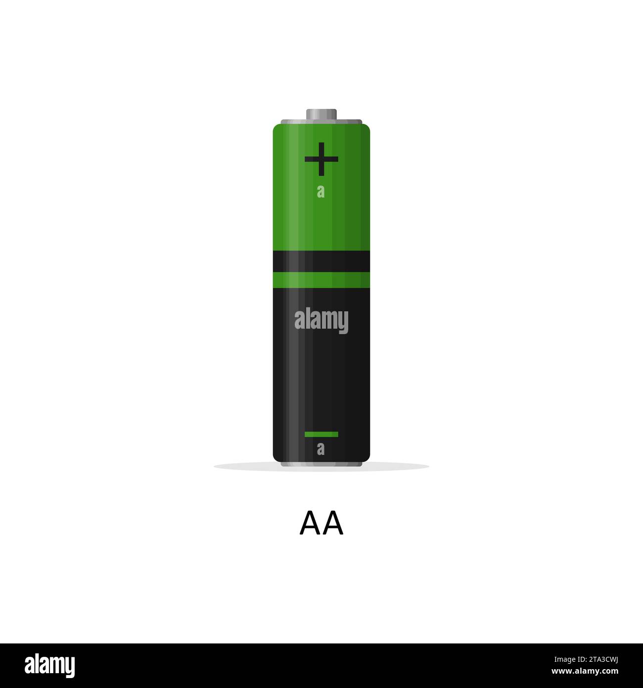 Batteria alcalina AA isolata su sfondo bianco. Le celle di immagazzinamento dell'energia della batteria ricaricabile si appiattiscono in stile moderno. Illustrazione vettoriale. Illustrazione Vettoriale