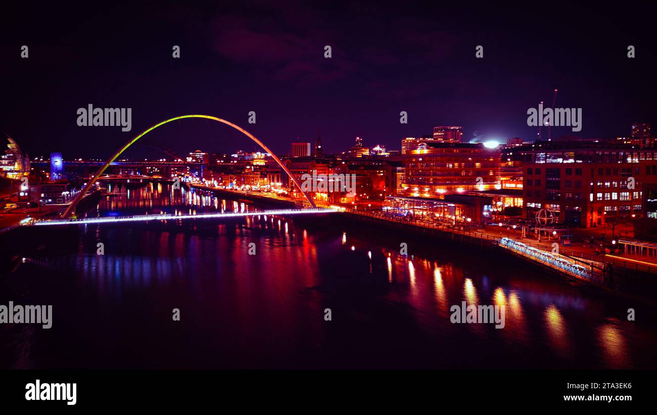 Foto aerea del ponte cittadino di Newcastle Foto Stock