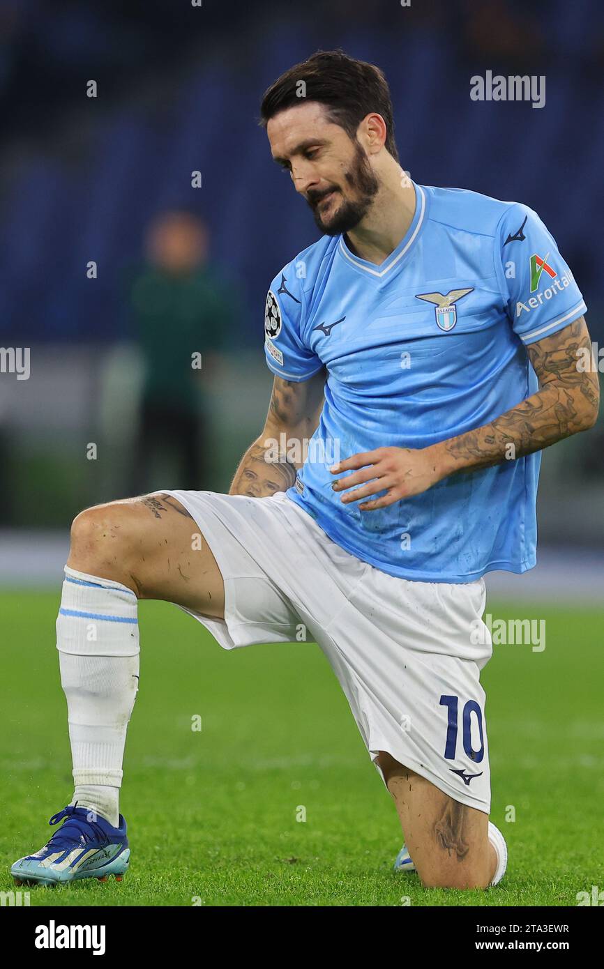 Roma, Italia. 28 novembre 2023. Roma, Italia 28.11.2023: Luis Alberto del Lazio in azione durante la UEFA Champions League 2023-2024 calcio, gruppo e, tra SS Lazio vs Celtic Glasgow allo Stadio Olimpico di Roma. Credito: Agenzia fotografica indipendente/Alamy Live News Foto Stock