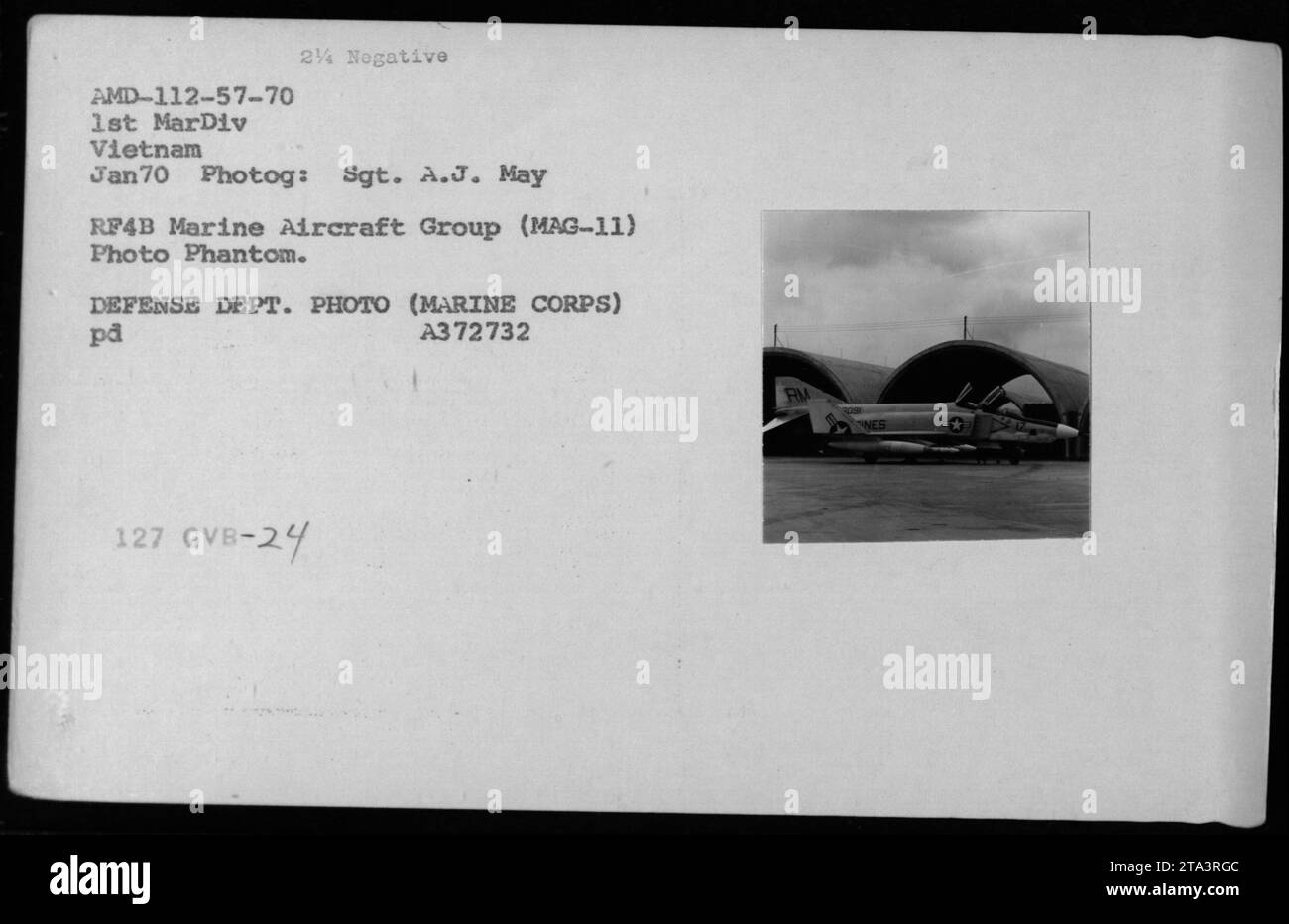 Nel gennaio 1970, una variante RF4B dell'F-4 Phantom pilotato dal Marine Aircraft Group MAG-11 fu catturata in Vietnam, mostrando la presenza dell'aereo e il coinvolgimento della 1st Marine Division. La foto è stata scattata dal sergente A.J. May. Foto Stock