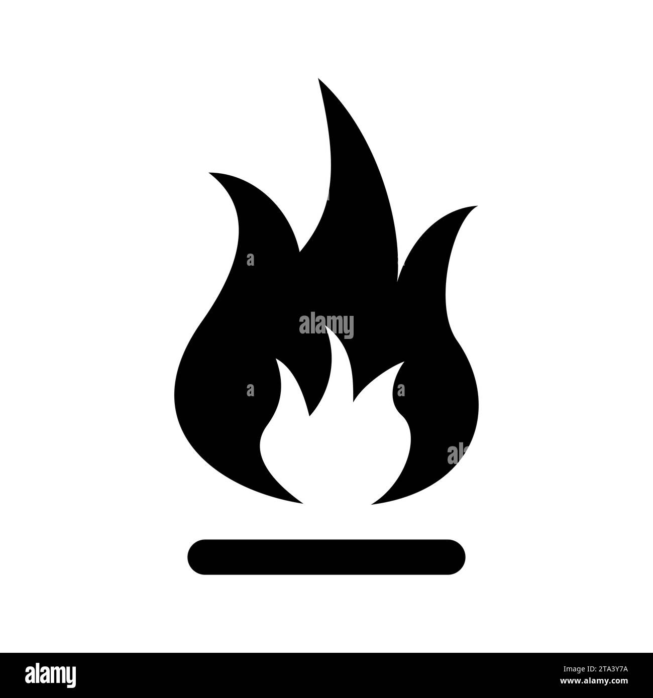 Icona fuoco, segnale fiamma isolato su sfondo bianco. Illustrazione vettoriale. Illustrazione Vettoriale