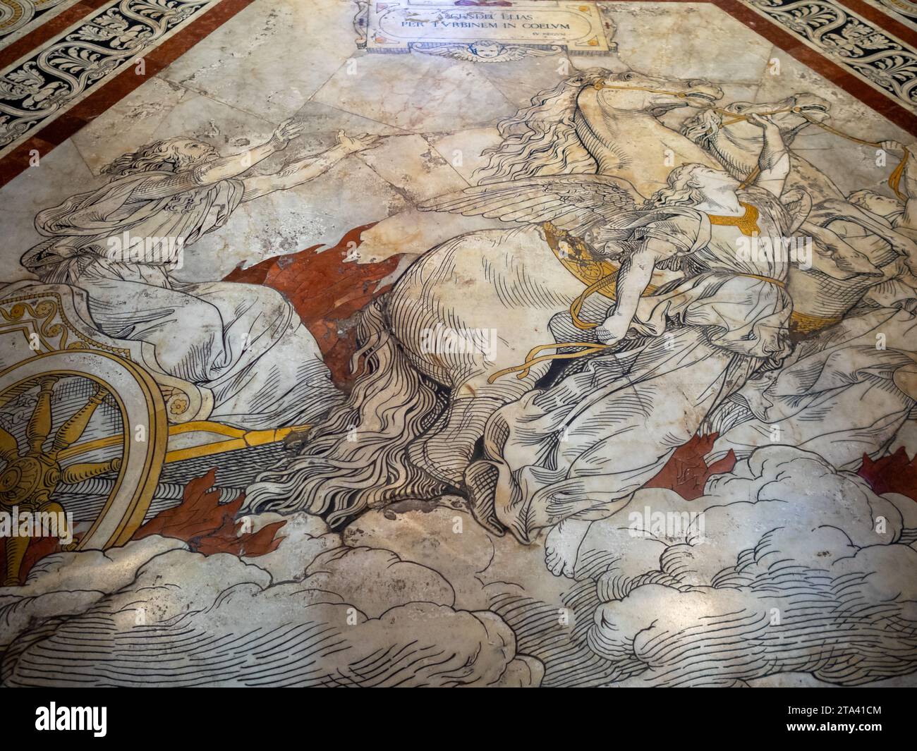 Storie di Elia, piano della Cattedrale di Siena Foto Stock