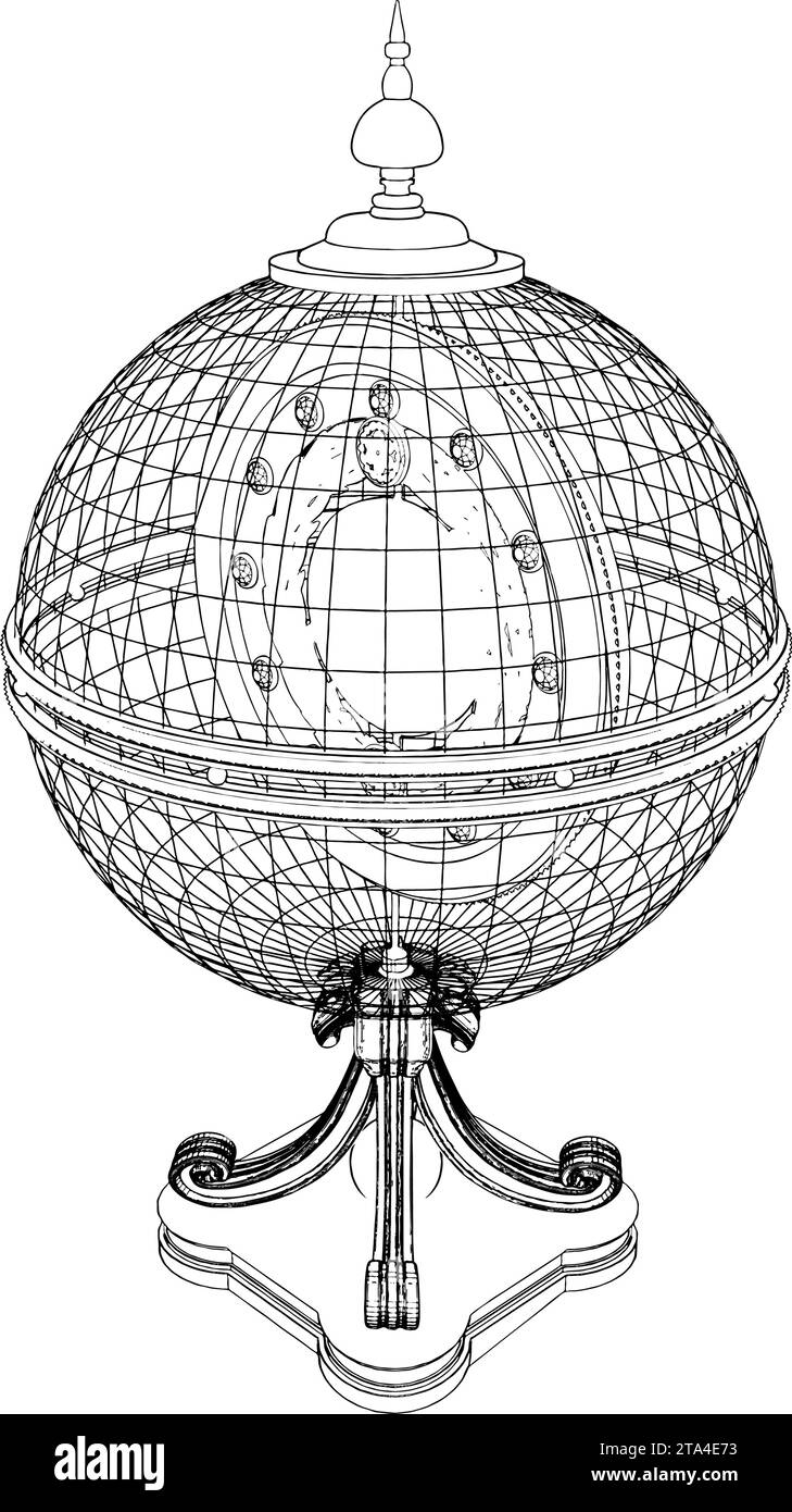 Vettoriale decorativo dell'oroscopo del globo. Immagine isolata su sfondo bianco. Illustrazione vettoriale di Un globo. Illustrazione Vettoriale