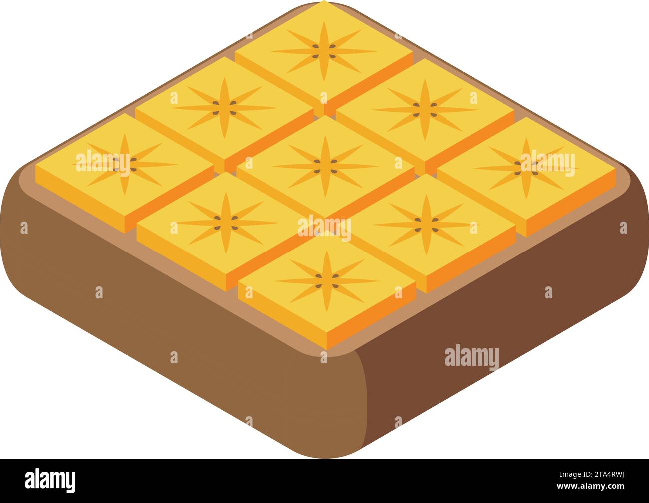 Icona della frutta per dolci vettore isometrico. Cucinare Tatin calorie. Cucina pasticceria Illustrazione Vettoriale