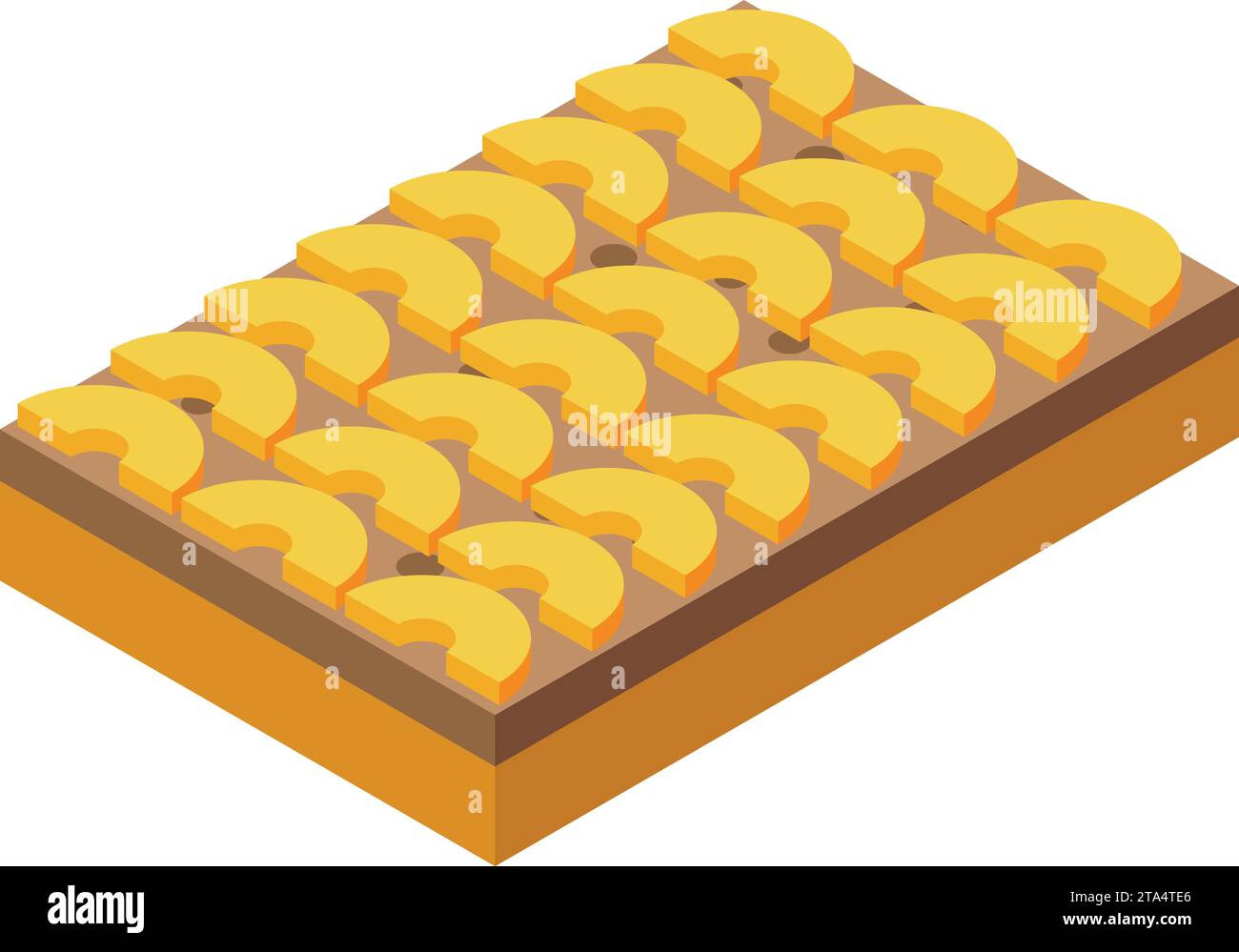 Icona torta crostata di frutta a fette vettore isometrico. Prodotti da forno. Pasticceria di frutta tropicale Illustrazione Vettoriale