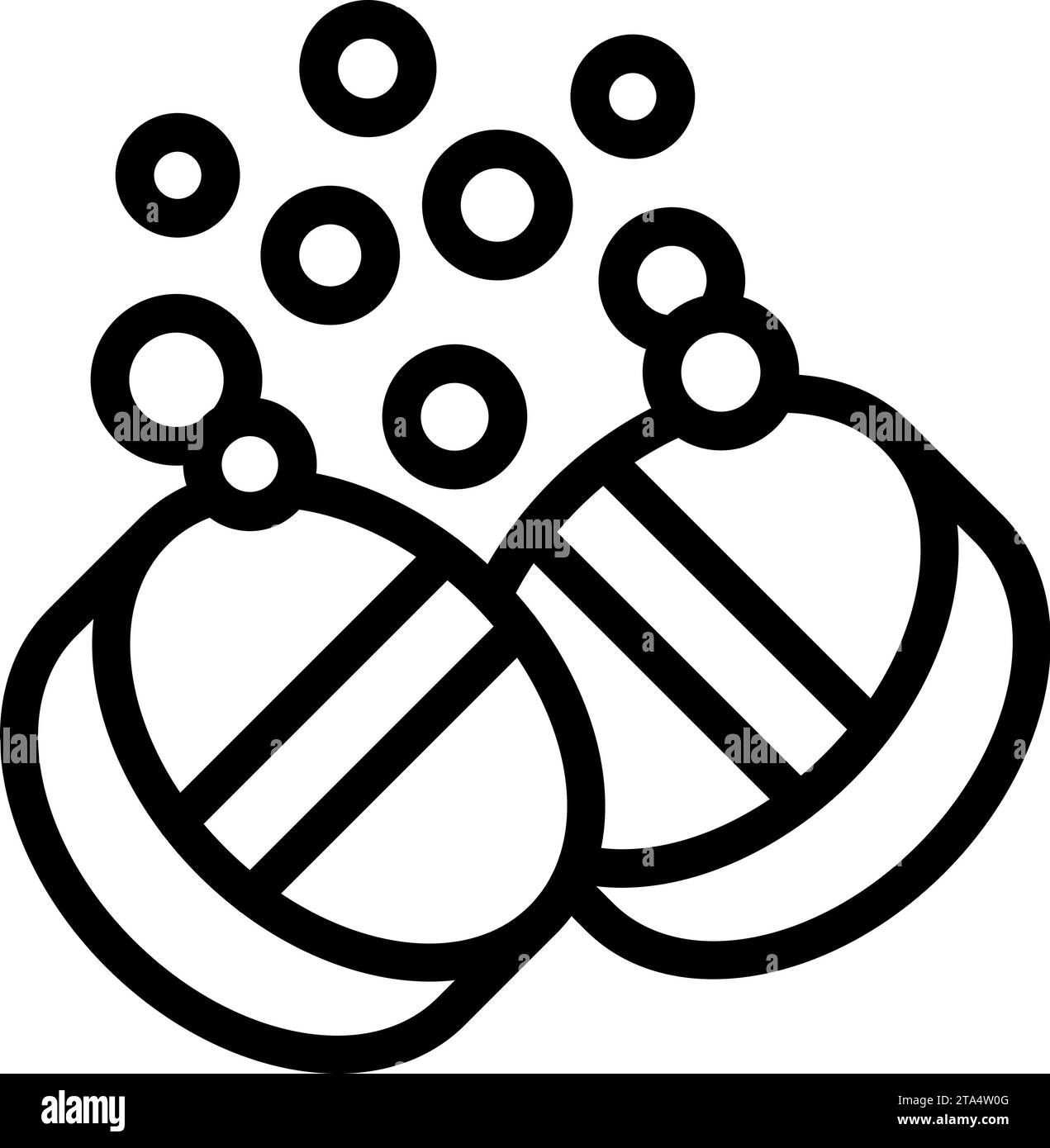 Icona di attivazione aspirina vettore di contorno. Pillola di vitamine. Sciogliere lo zucchero a freddo Illustrazione Vettoriale