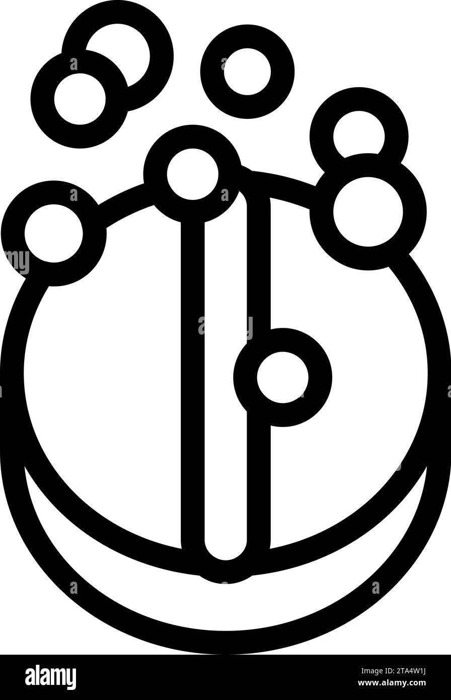 Icona pillola a fizzing che delinea il vettore. Aspirazione di farmaco in tazza. Cure mediche sane Illustrazione Vettoriale