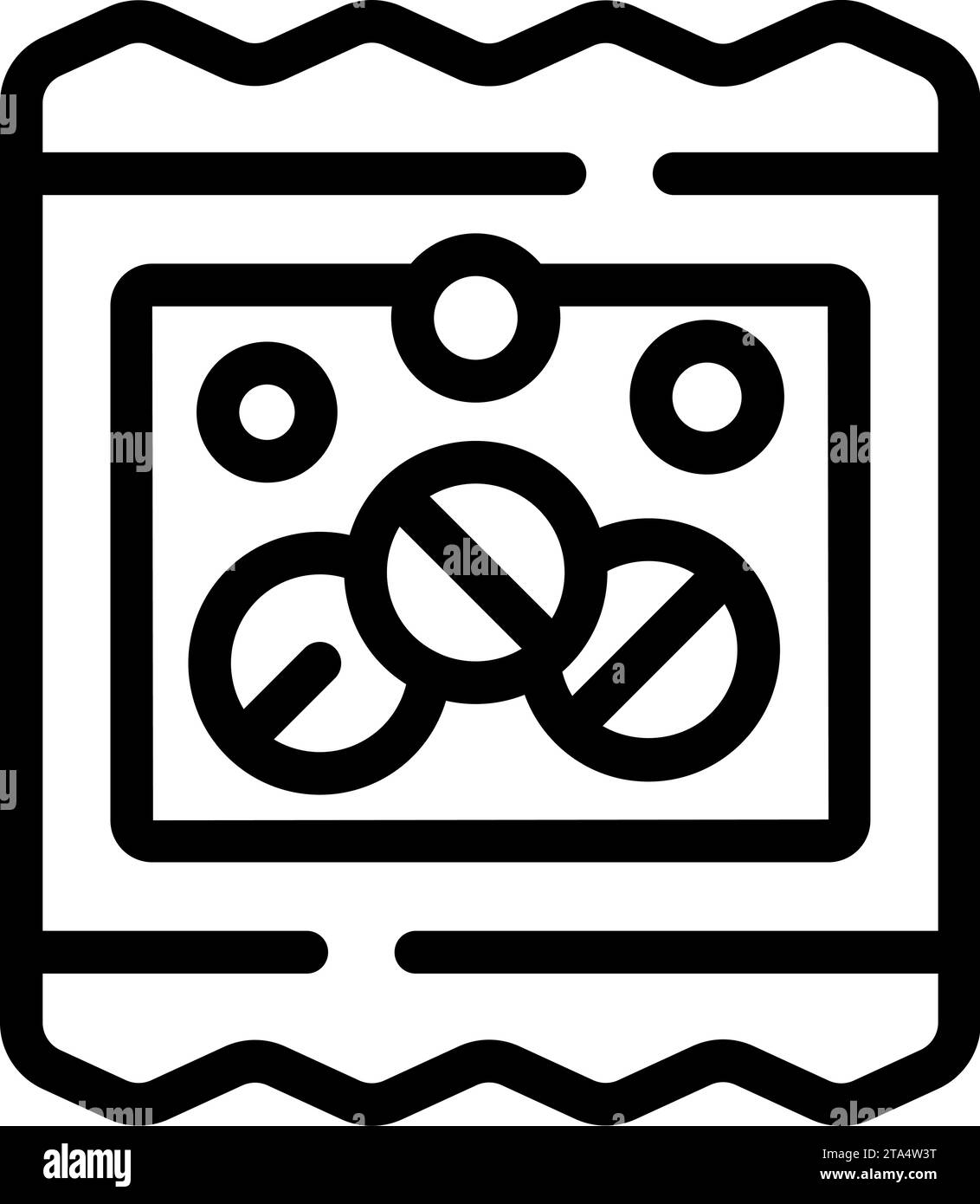 Icona della medicina del gas di zucchero delinea il vettore. Aspirina in polvere. Aiuti allo zucchero Illustrazione Vettoriale