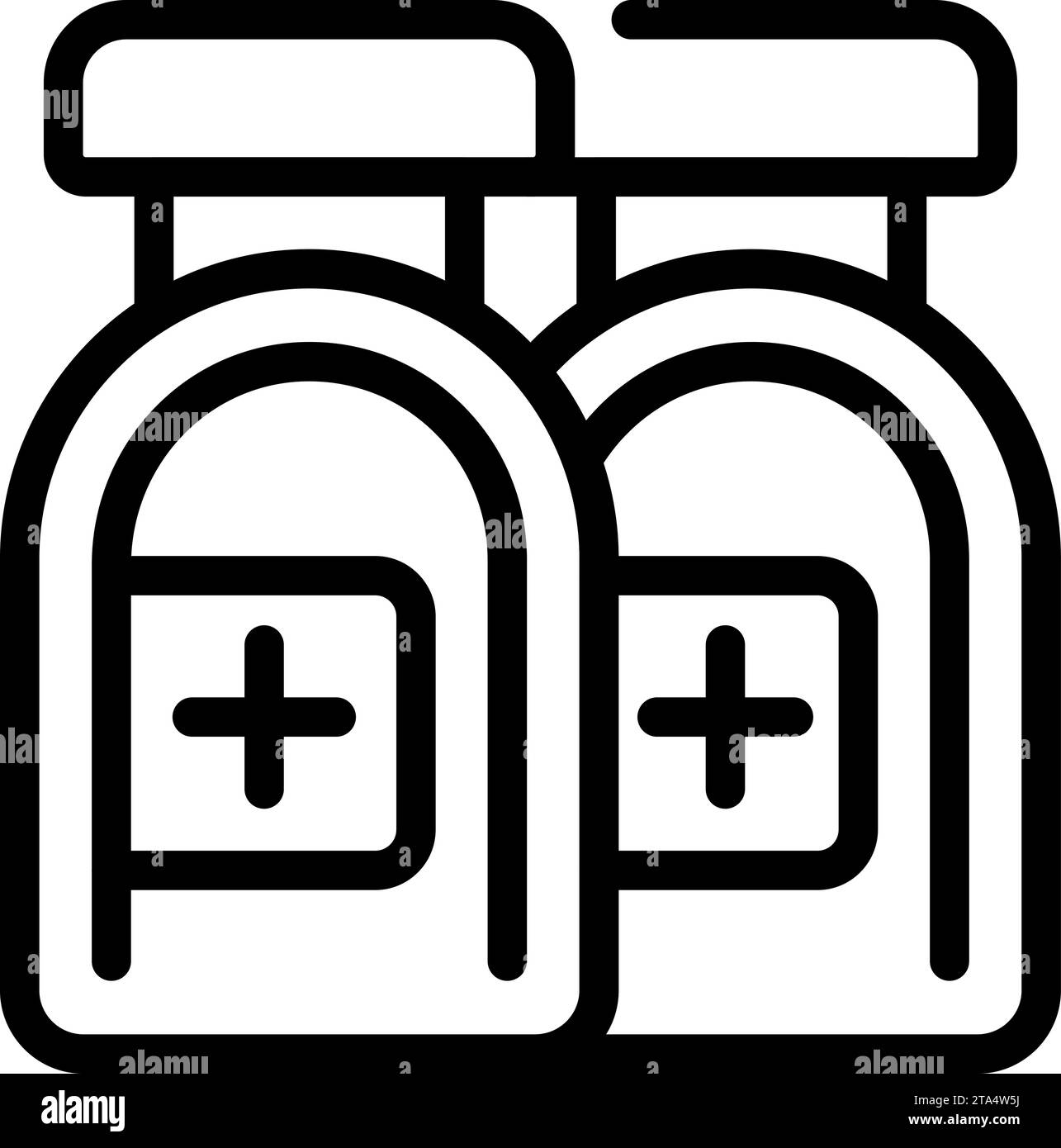 Icona flaconi medicali delinea vettore. Fizz Drug pot. Rimedio tablet Aid Illustrazione Vettoriale